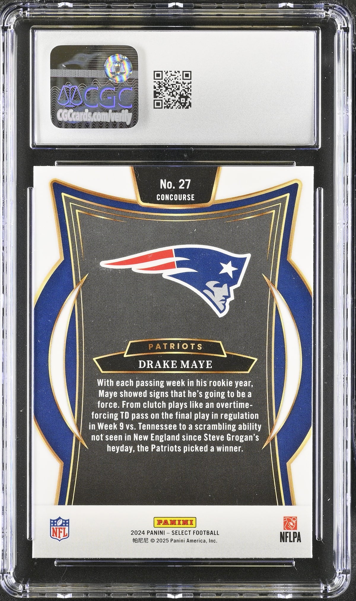 2024 Panini Select Drake Maye #27 CGC 9.5
