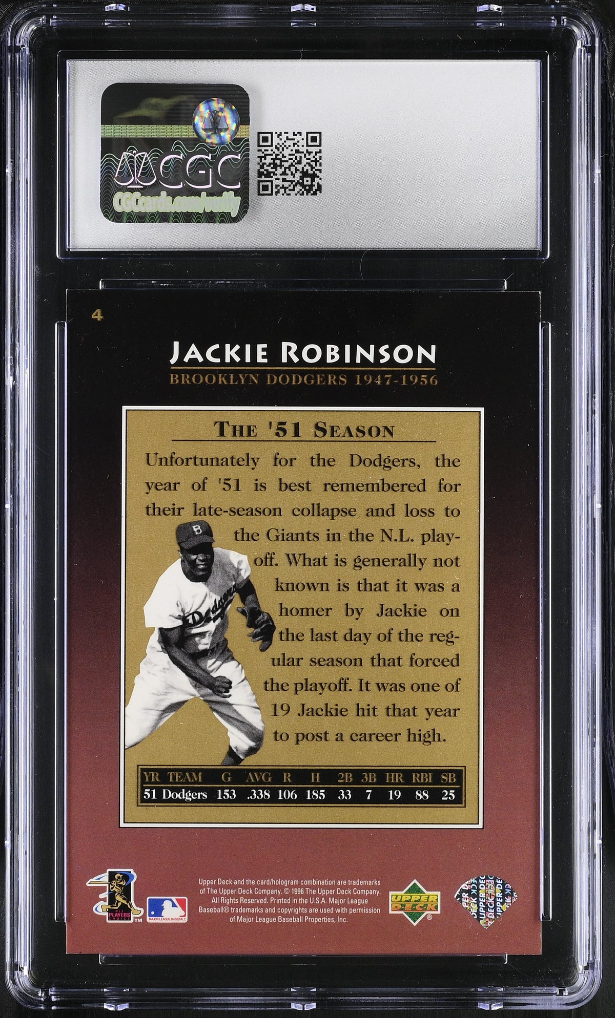 1997 Upper Deck Jackie Robinson #4 CGC 9.5 Brooklyn Dodgers