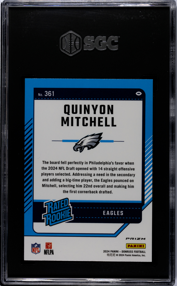 2024 Donruss Quinyon Mitchell Optic Preview Pink Prizm Rookie 361 SGC 9.5 Eagles
