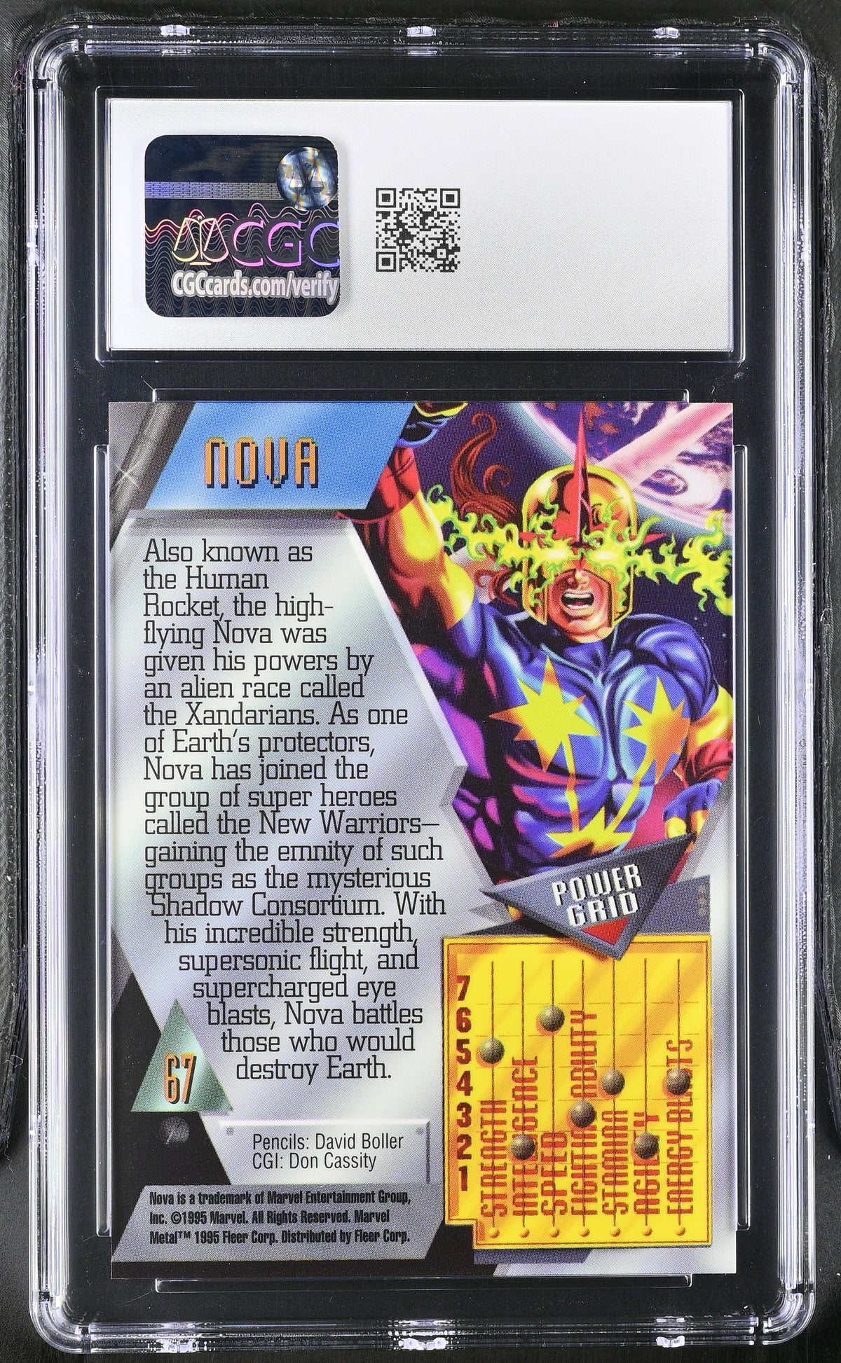 1995 Fleer Marvel Metal Inaugural Edition Nova #67 CGC 10