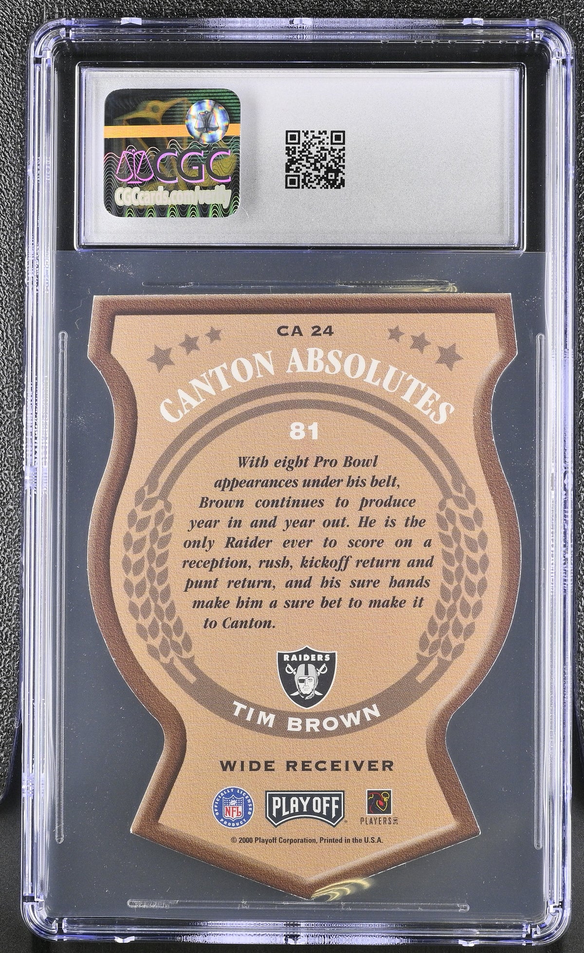 2000 Playoff Absolute Tim Brown Canton Absolutes #CA24 CGC 9.5 Oakland Raiders