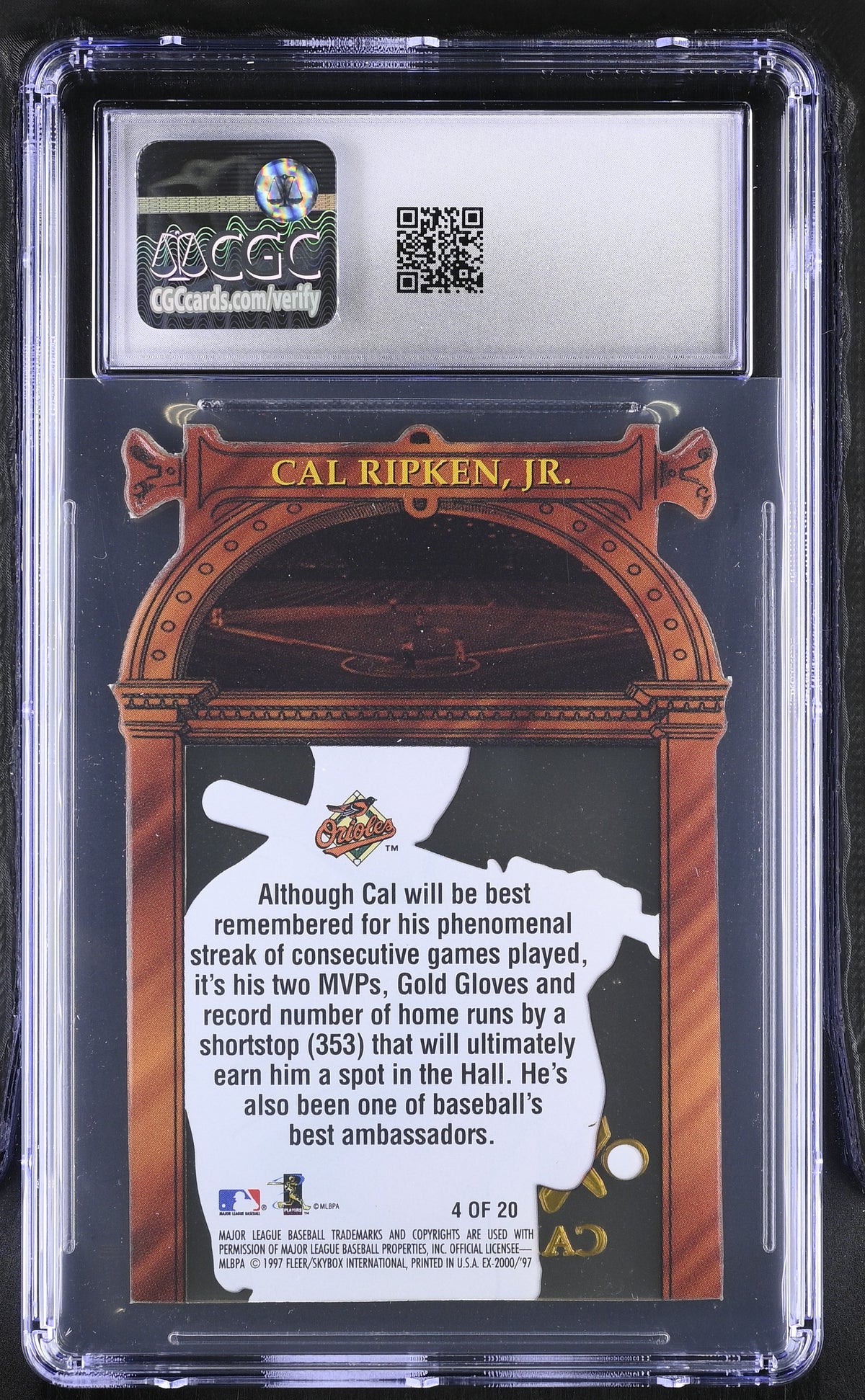 1997 Skybox E-X2000 Cal Ripken Jr. Hall or Nothing #4 CGC 7 Baltimore Orioles