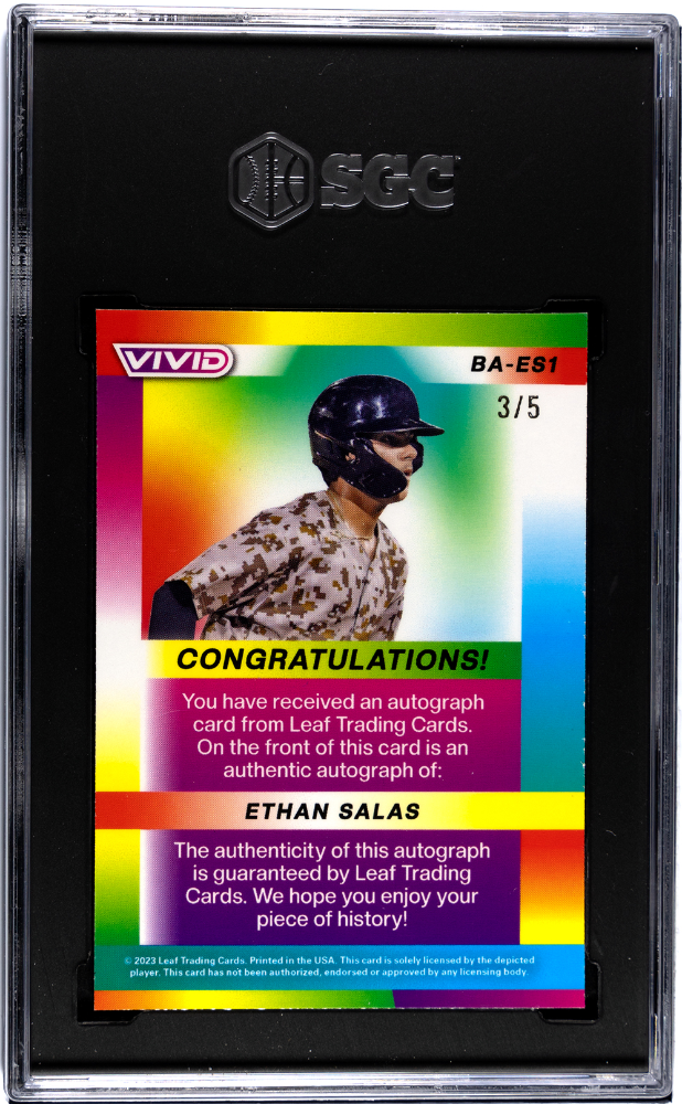2023 Leaf Vivid Ethan Salas Autograph Black /5 Rookie #BA-ES1 SGC 9 Padres