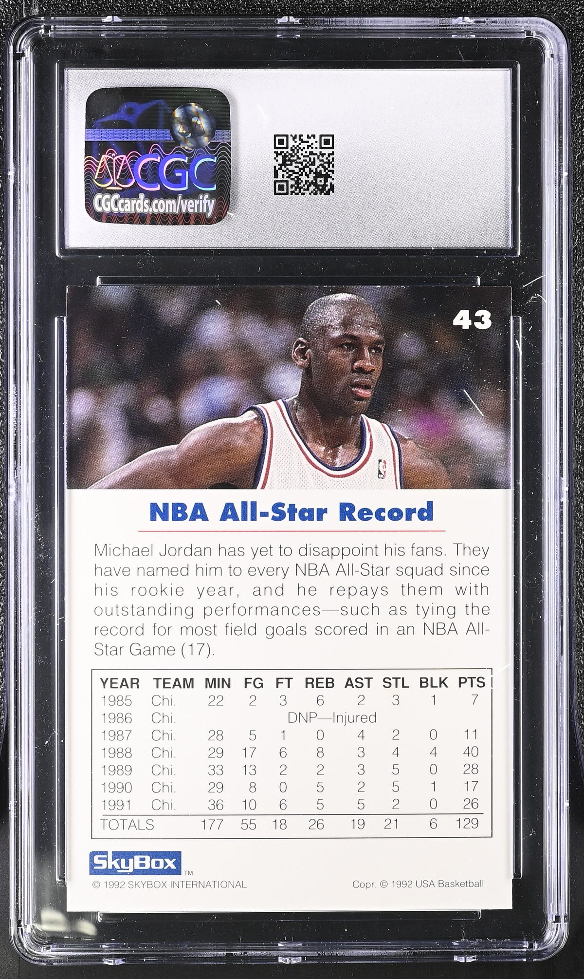 1992 Skybox Usa Michael Jordan #43 CGC 9 Chicago Bulls