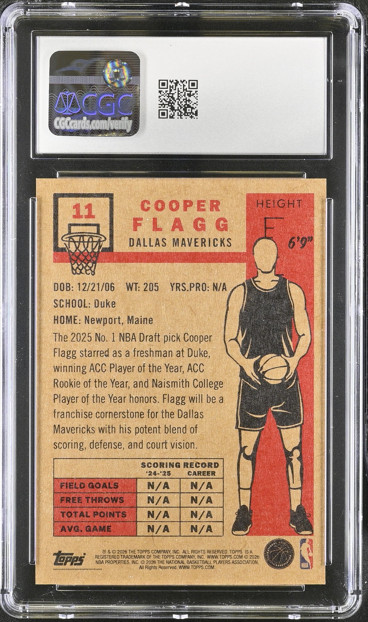 2025-26 Topps Living Set Cooper Flagg Rookie #11 CGC 9 Dallas Mavericks