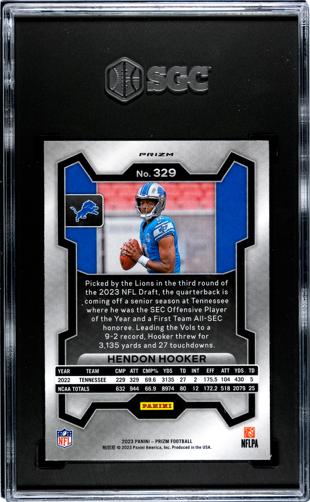 2023 Panini Prizm Hendon Hooker Pink #329 SGC 9.5