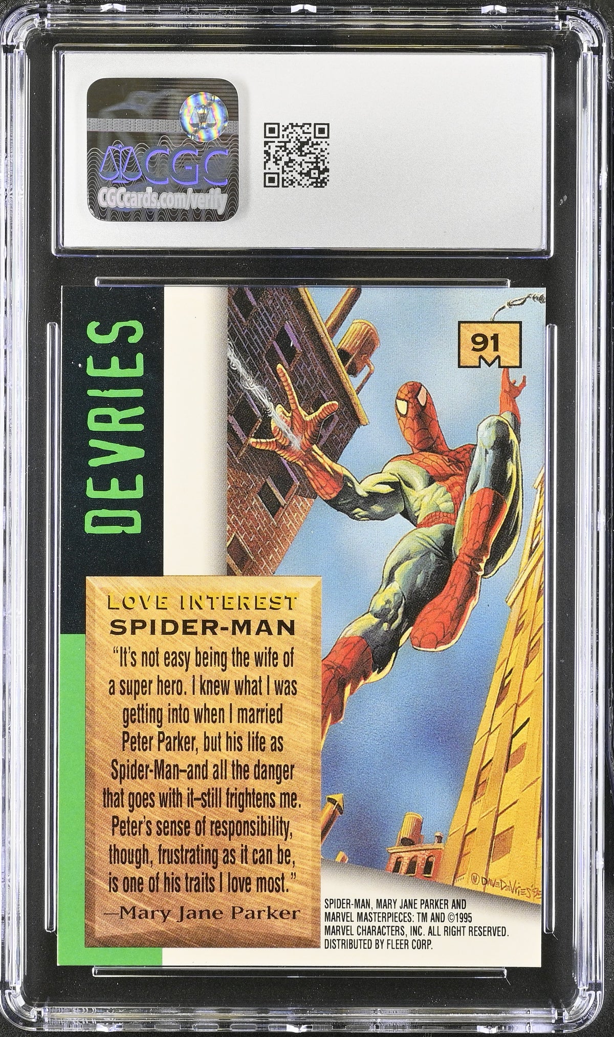 1995 Fleer Marvel Masterpieces Spider-Man #91 CGC 9