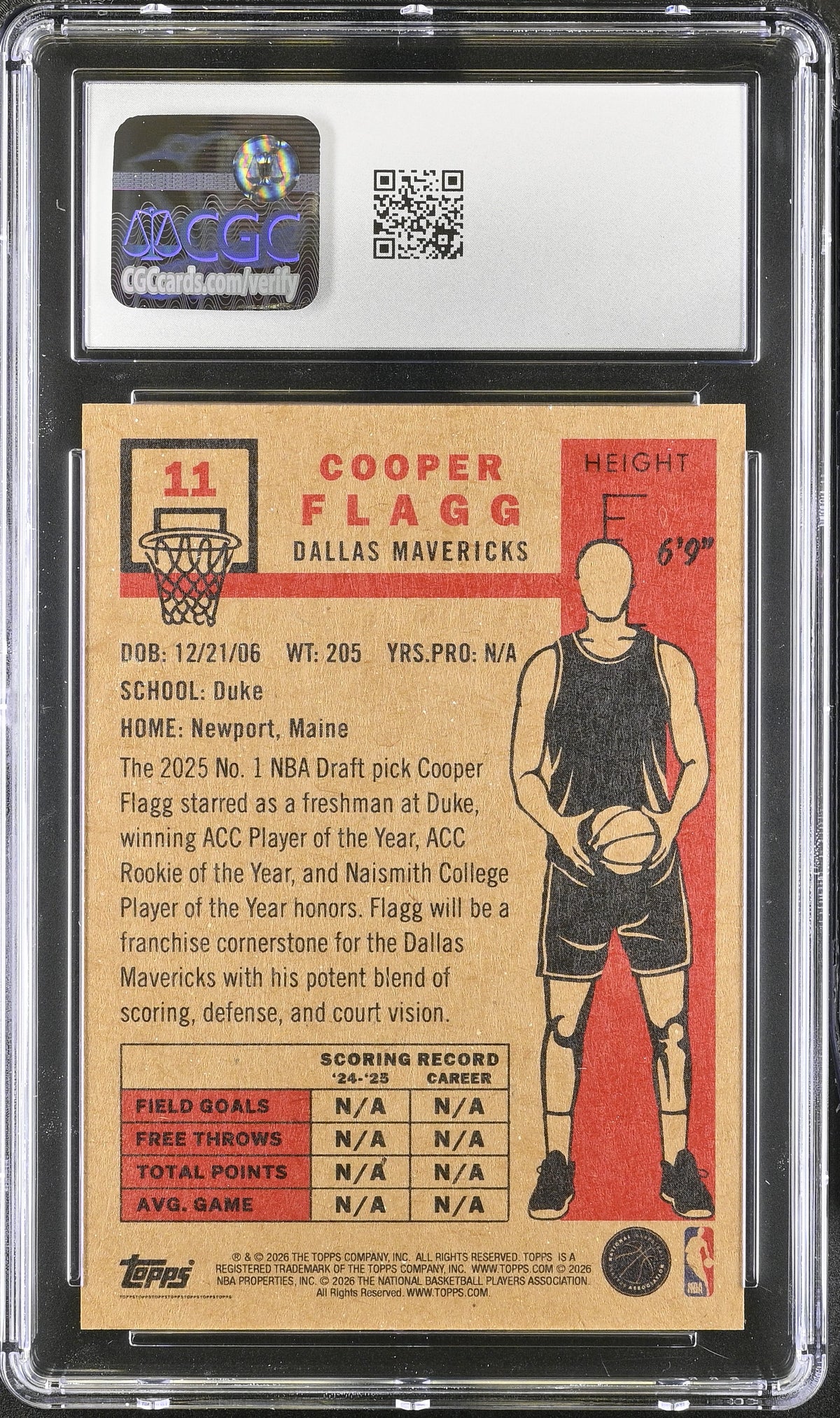 2025-26 Topps Living Set Cooper Flagg Rookie #11 CGC 10 Dallas Mavericks