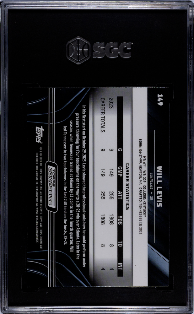 2023 Topps Composite Will Levis Chrome Black #149 SGC 10