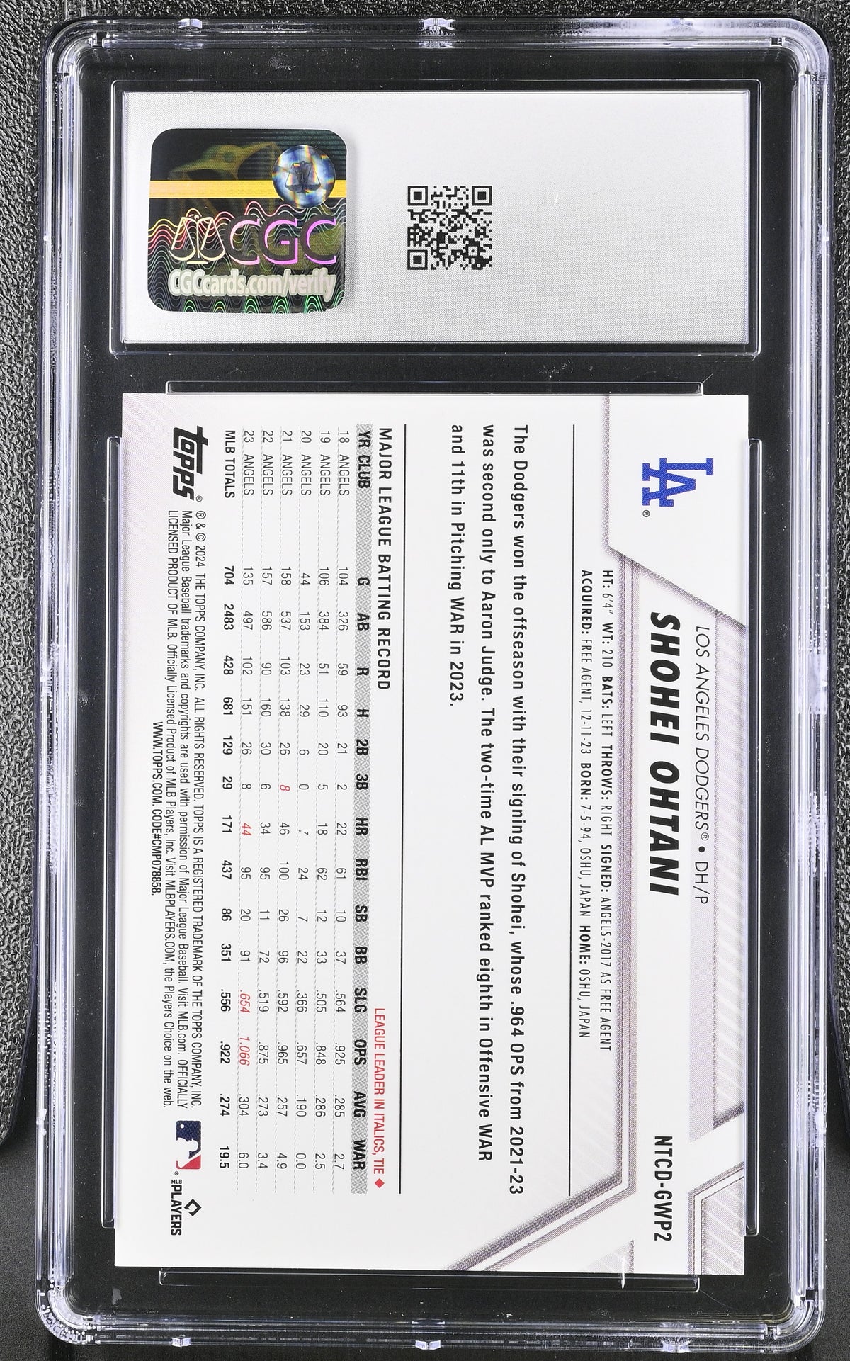 2024 Topps National Trading Card Day Shohei Ohtani #NTCD-GWP2 CGC 10 Dodgers