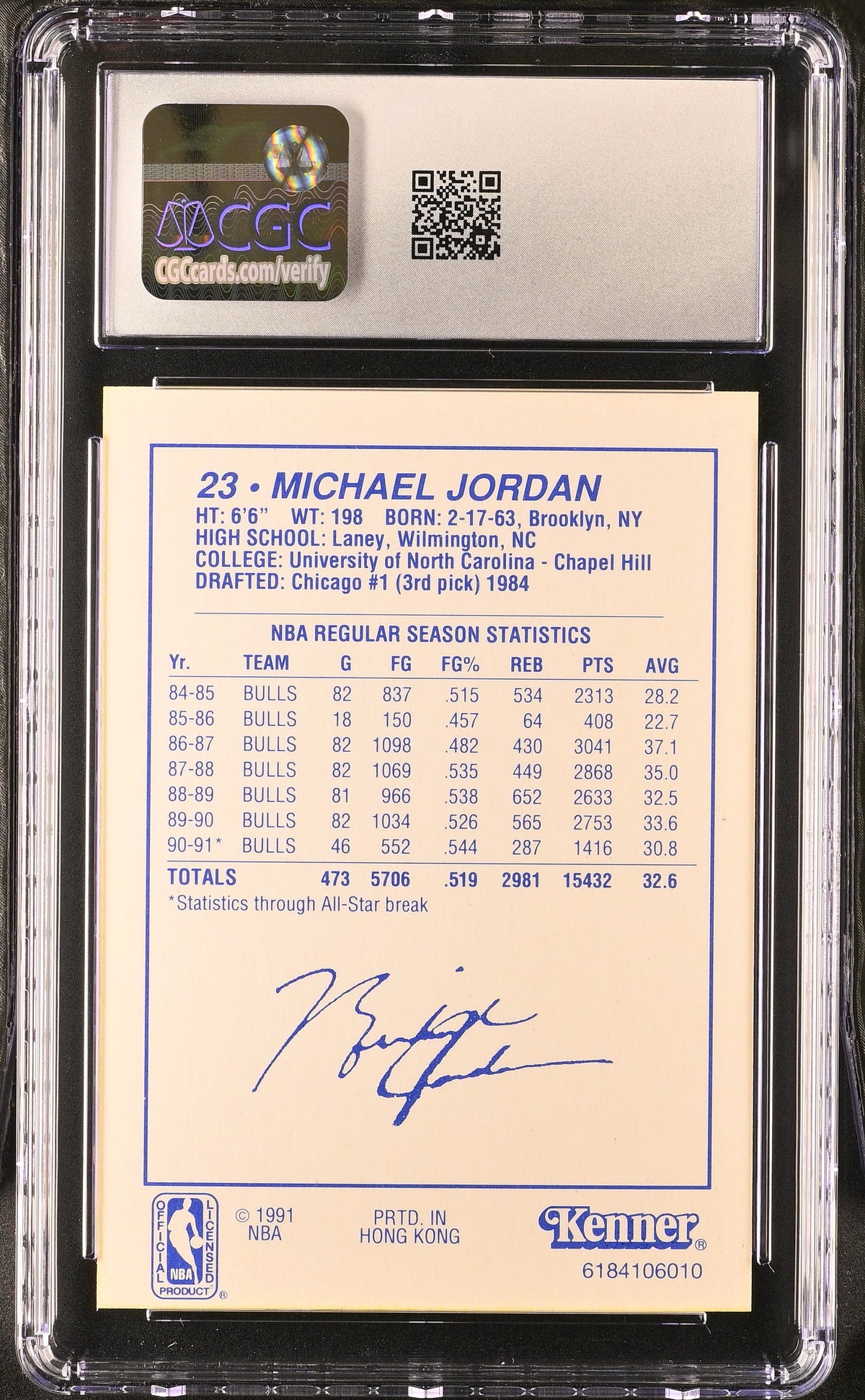 1991 Kenner Starting Lineup Michael Jordan White Jersey CGC 8 Chicago Bulls