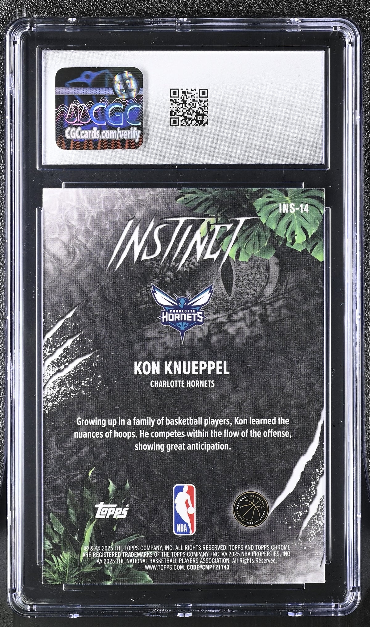 2025-26 Topps Chrome Kon Knueppel Green /99 Rookie Instinct #14 CGC 10 Hornets
