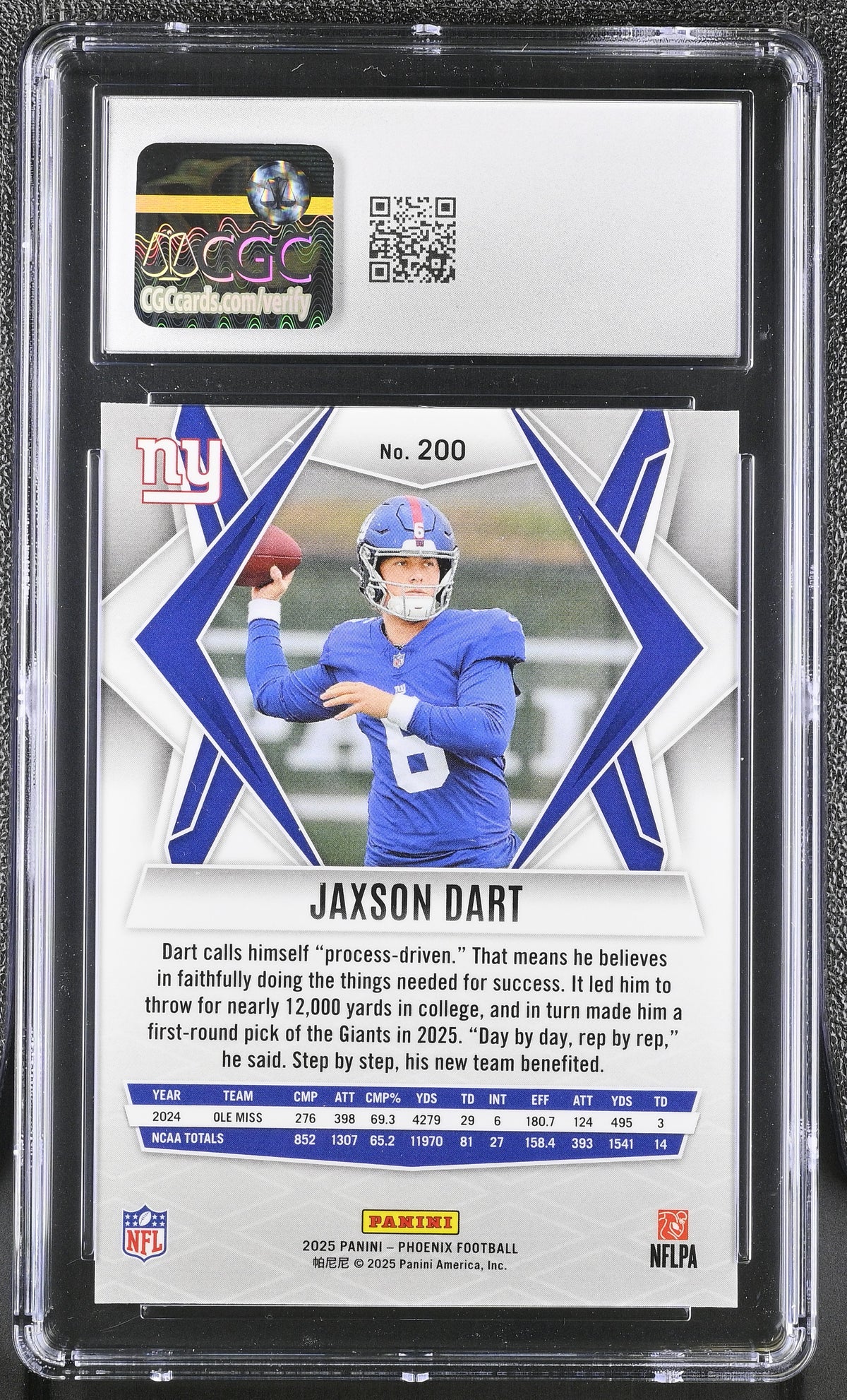2025 Panini Phoenix Jaxson Dart Silver Rookie #200 CGC 9 New York Giants