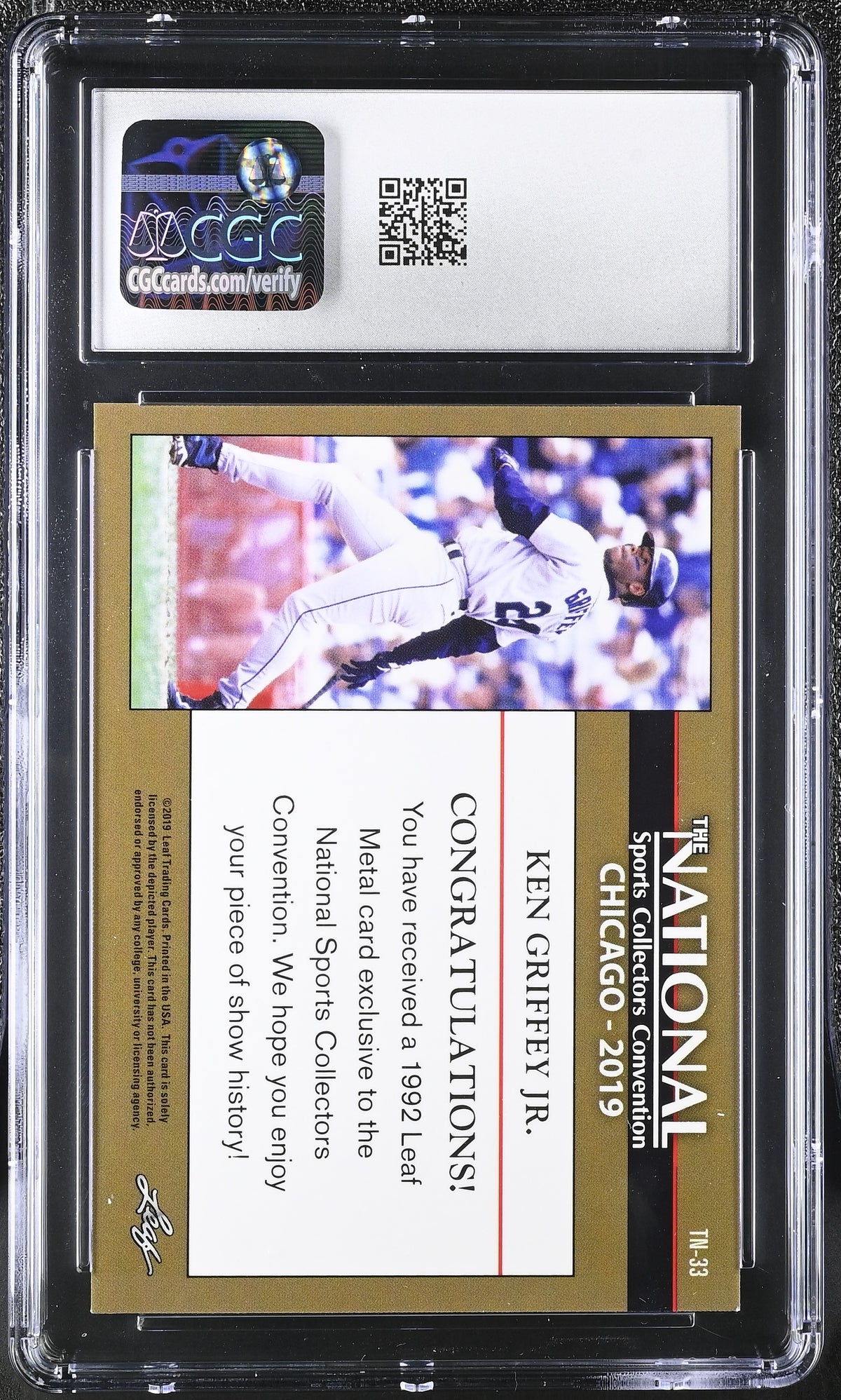 2019 Leaf The National Ken Griffey Jr Silver '92 Metal #33 CGC 9.5 Mariners