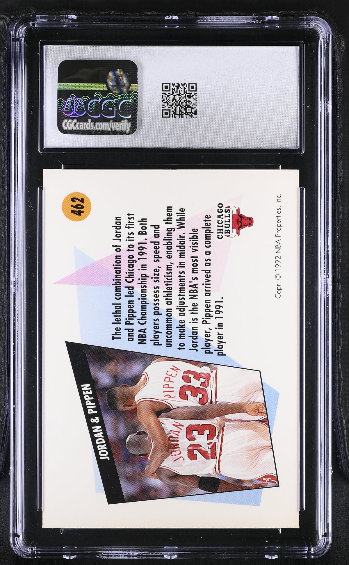 1991-92 Skybox Teamwork Chicago Jordan & Pippen #462 CGC 9