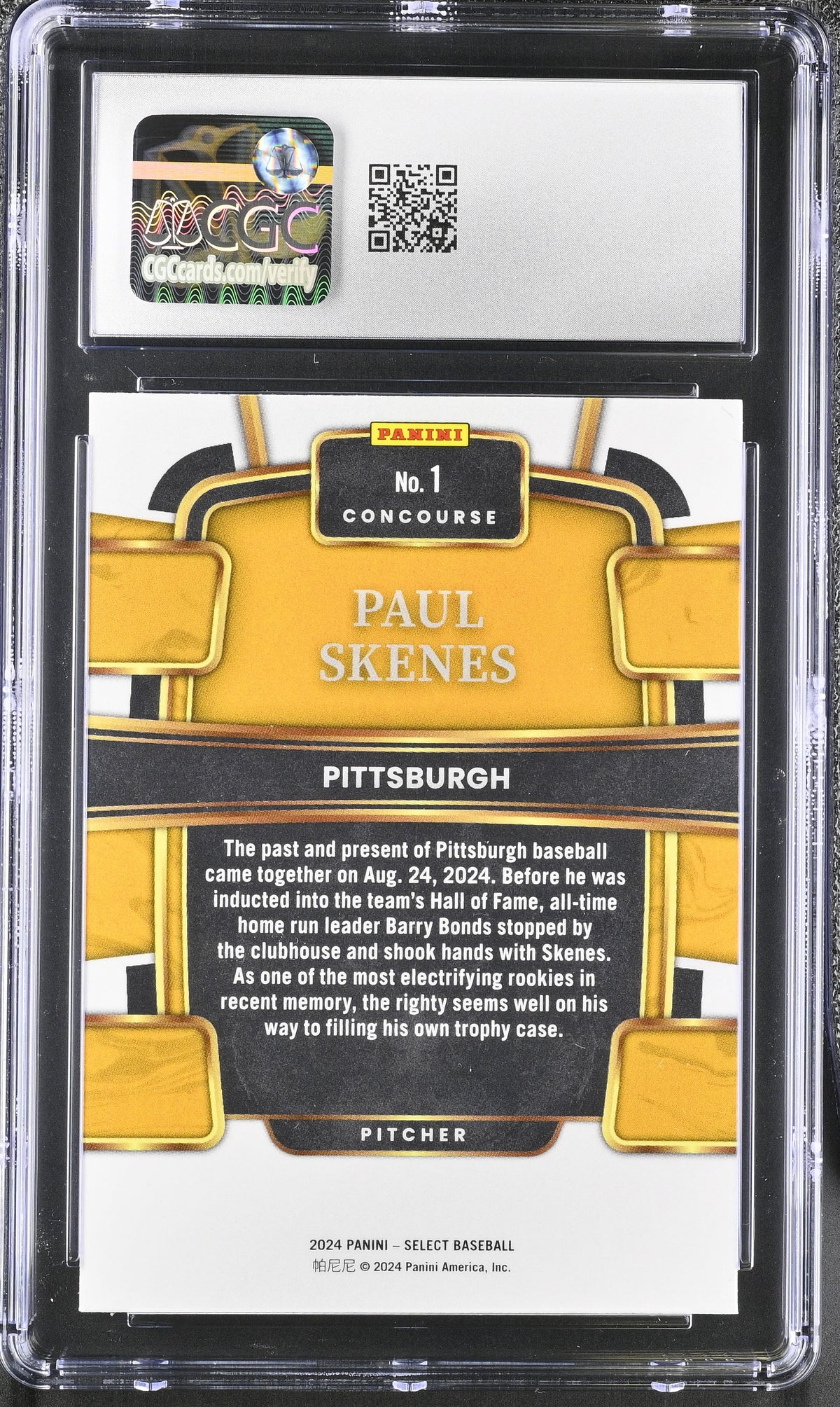 2024 Panini Select Paul Skenes Rookie #1 CGC 10 Pittsburgh Pirates