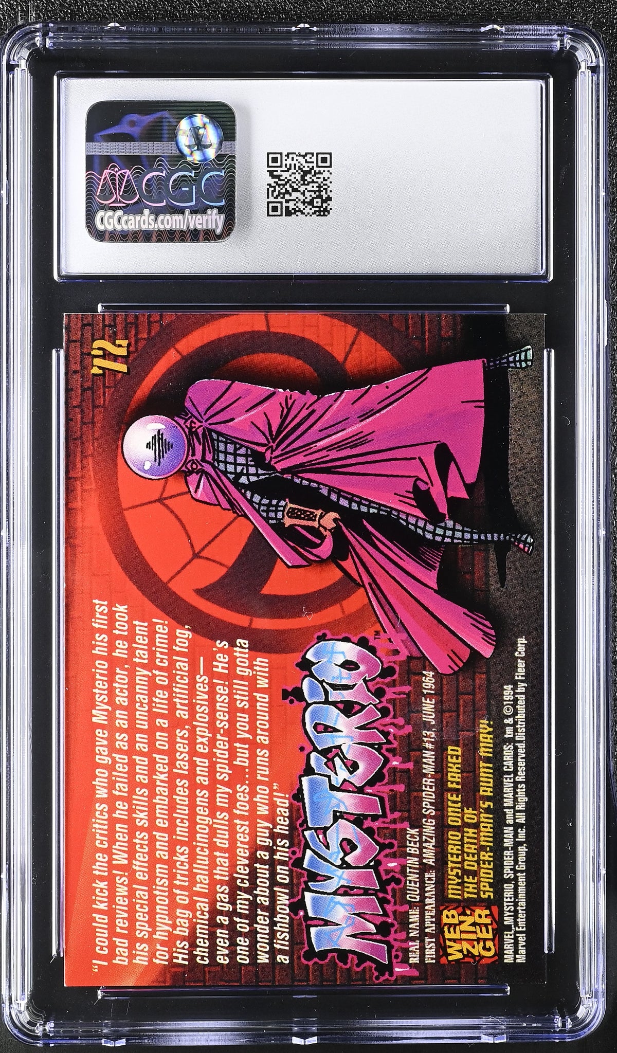 1994 Fleer Amazing Spider-Man Mysterio #72 CGC 10