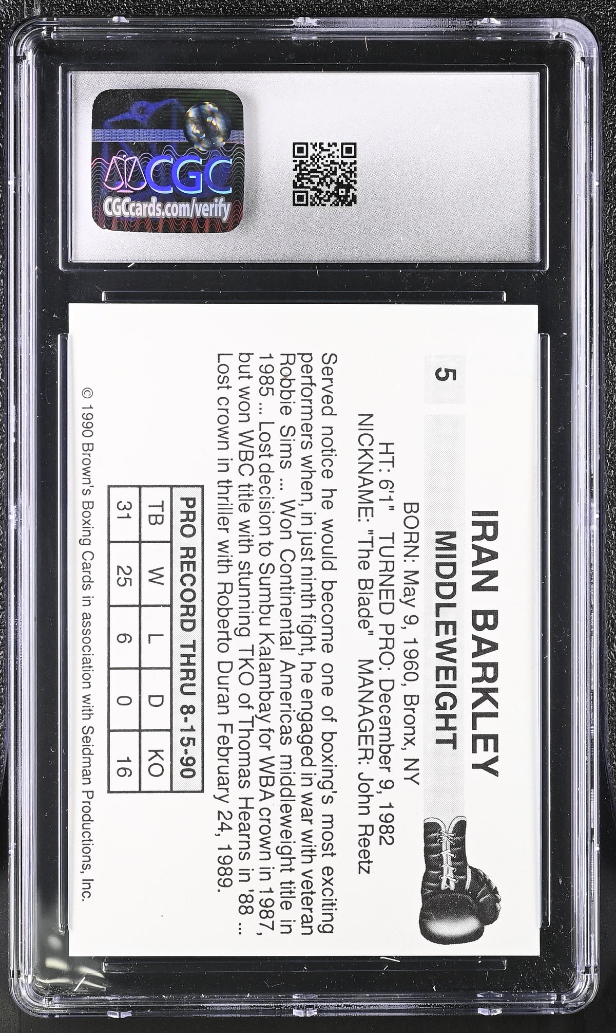 1990 Brown's Iran Barkley #5 CGC 9