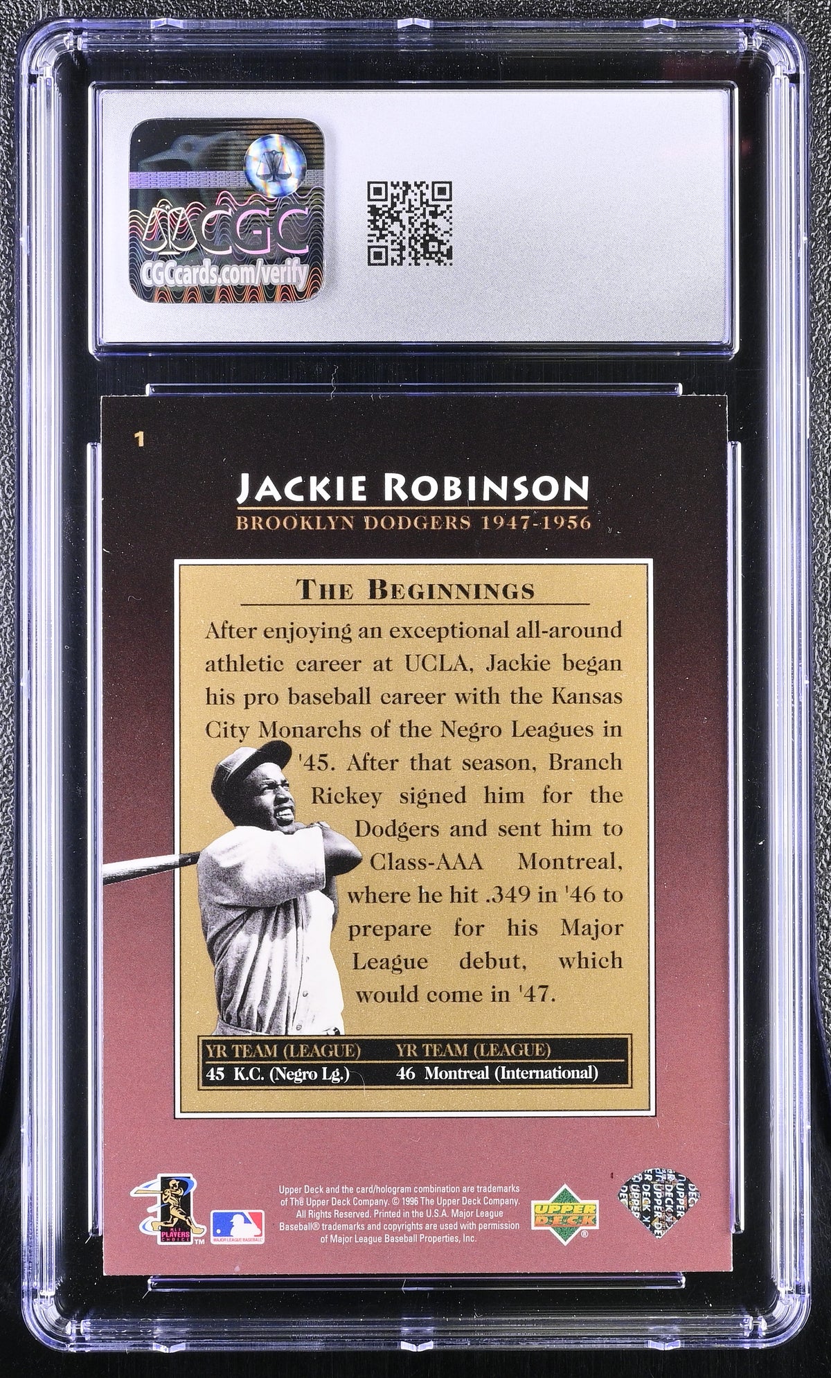 1997 Upper Deck Jackie Robinson #1 CGC 9.5 Brooklyn Dodgers
