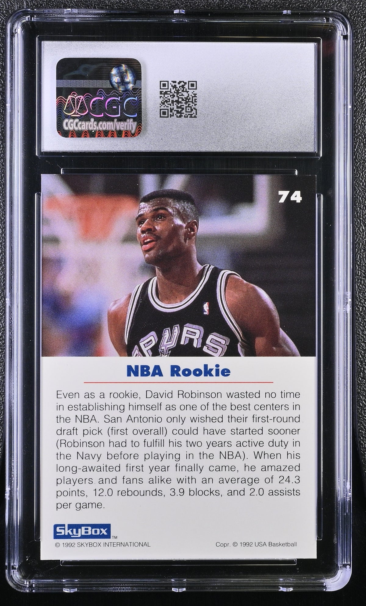 1992-93 Skybox Usa David Robinson #74 CGC 9.5 San Antonio Spurs