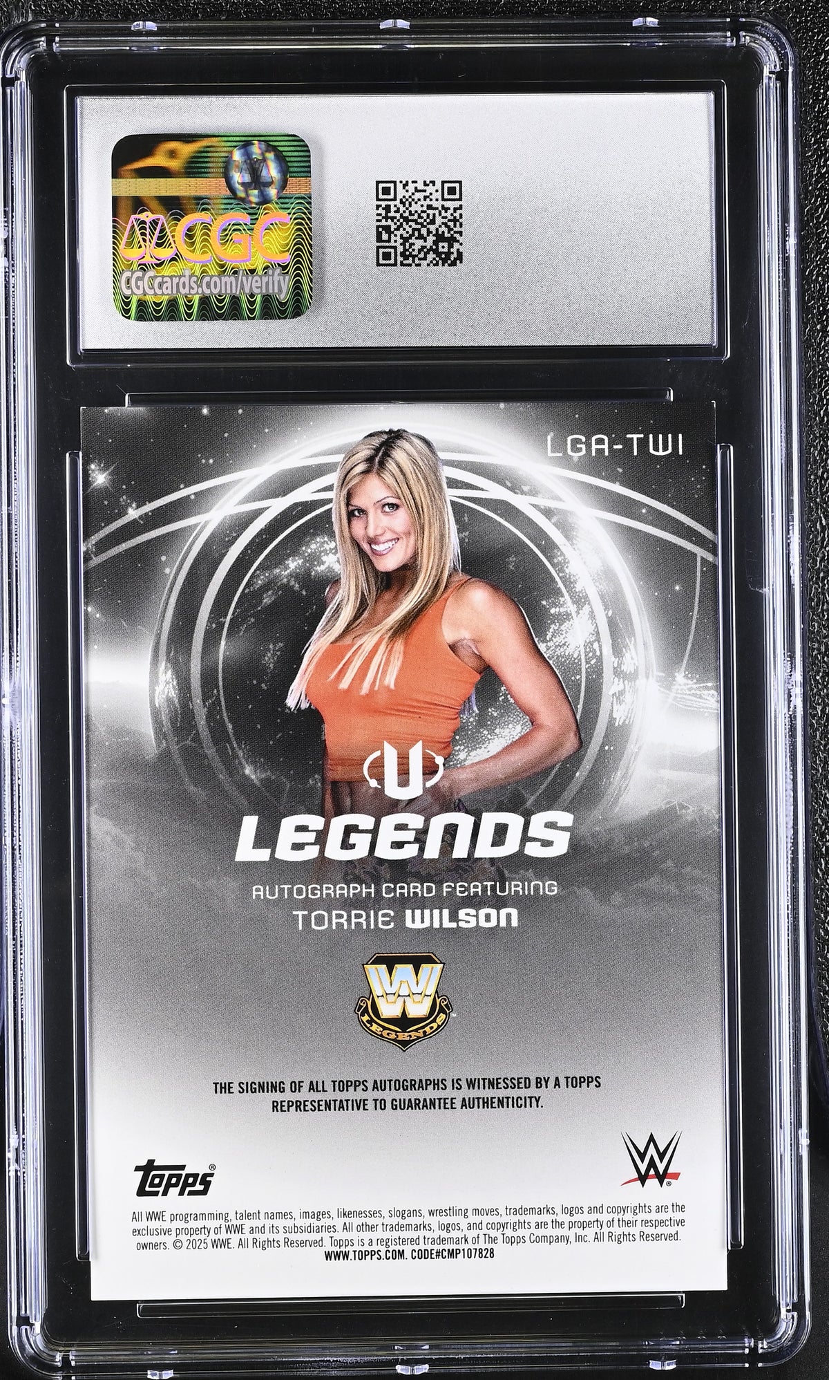 2025 Topps Universe WWE Torrie Wilson Blue /199 Legends Auto #LGA-TWI CGC 9.5