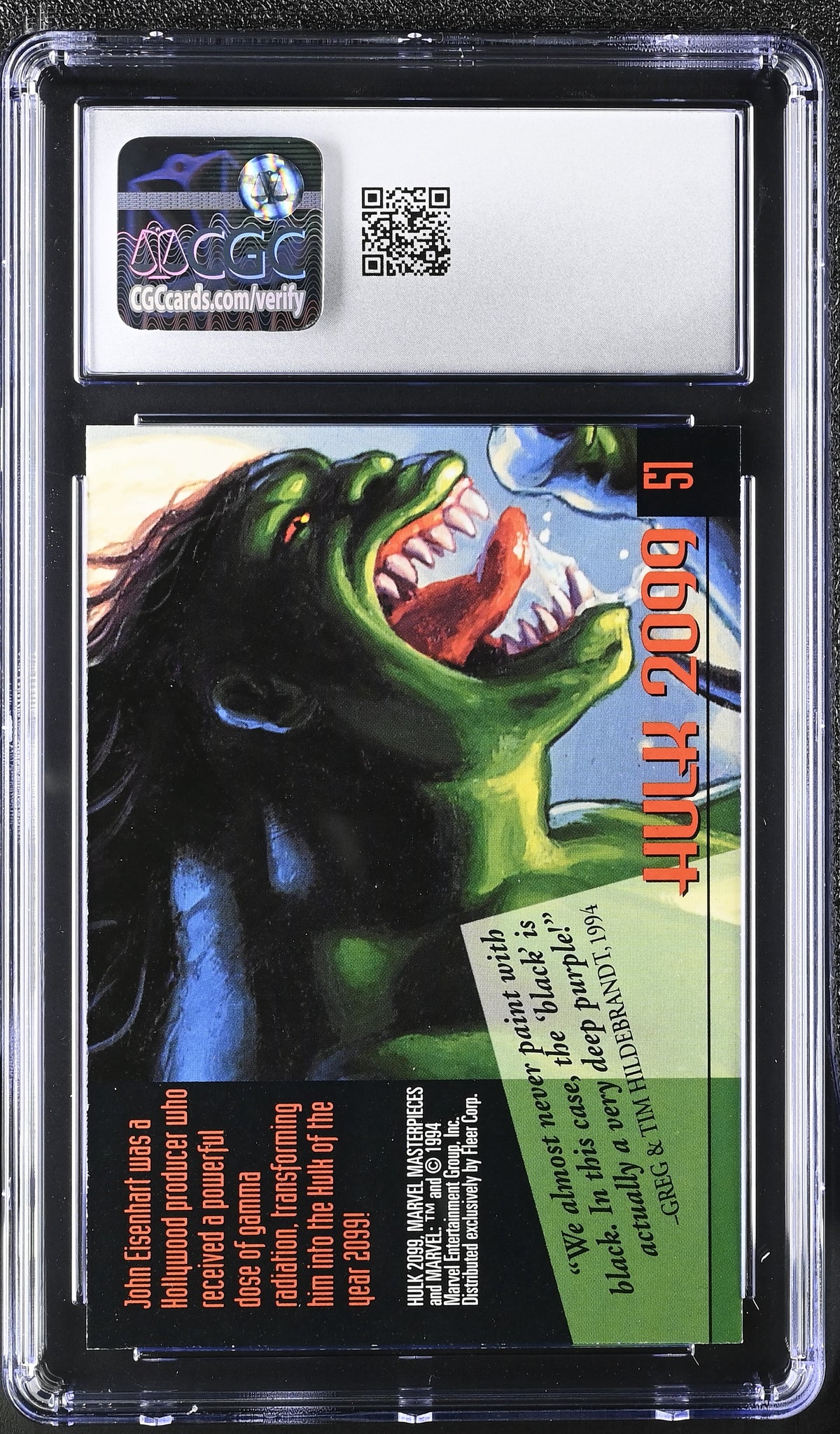 1994 Fleer Marvel Masterpieces Hulk 2099 #51 CGC 9.5