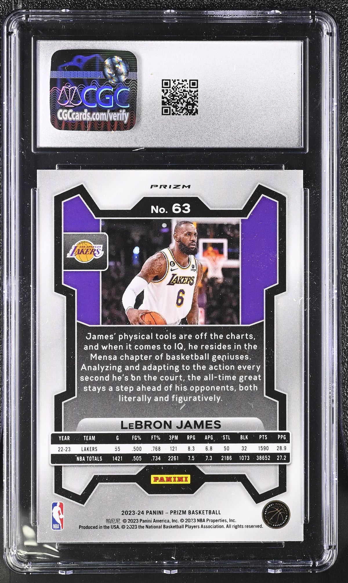 2023-24 Panini Prizm LeBron James Silver #63 CGC 9.5 Los Angeles Lakers