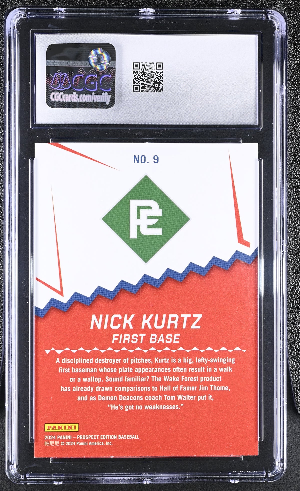 2024 Panini Prospect Edition Nick Kurtz Green Rookie Ping! #9 CGC 10 Athletics