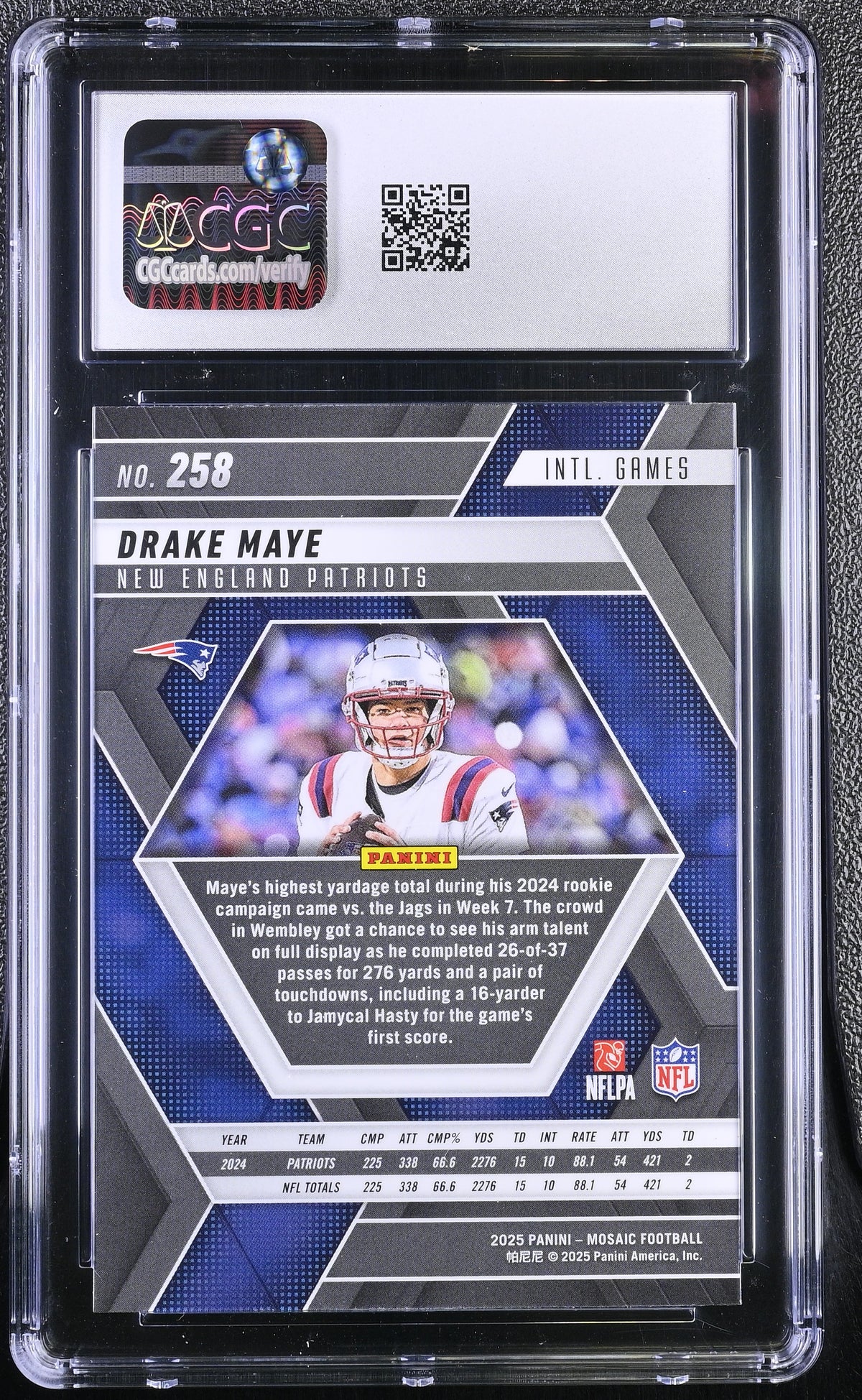 2025 Panini Mosaic Drake Maye #258 CGC 10