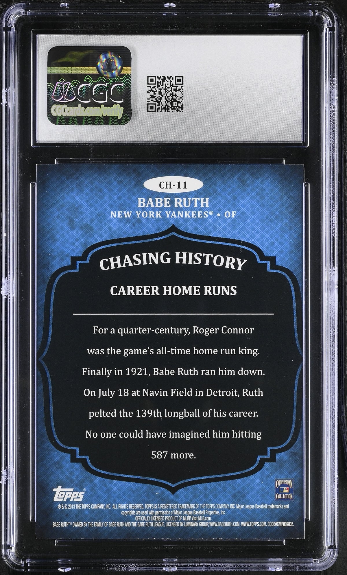 2013 Topps Babe Ruth Chasing History #CH-11 CGC 9