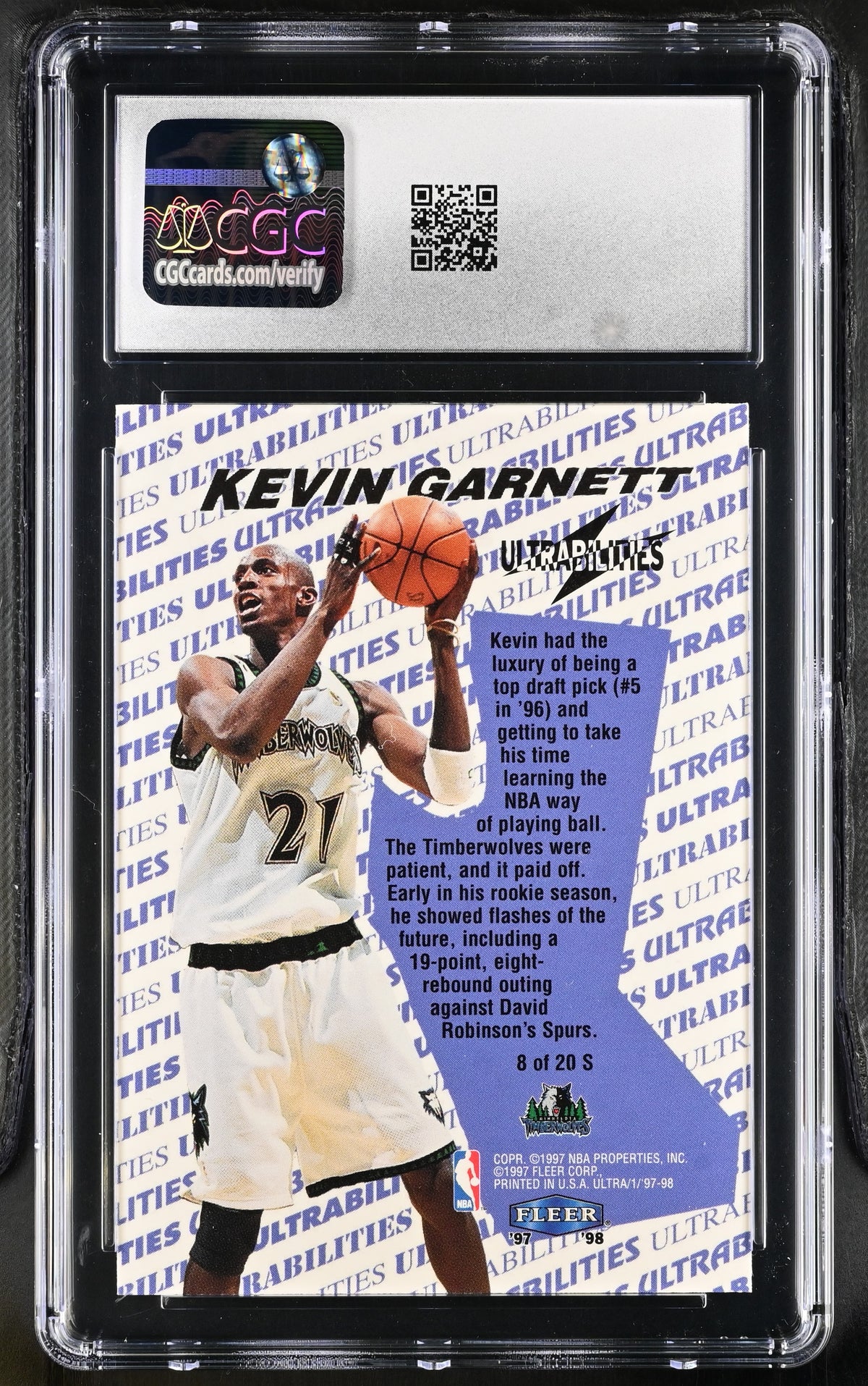 1997-98 Fleer Ultra Kevin Garnett Starter Ultrabilities #8S CGC 9.5 Timberwolves