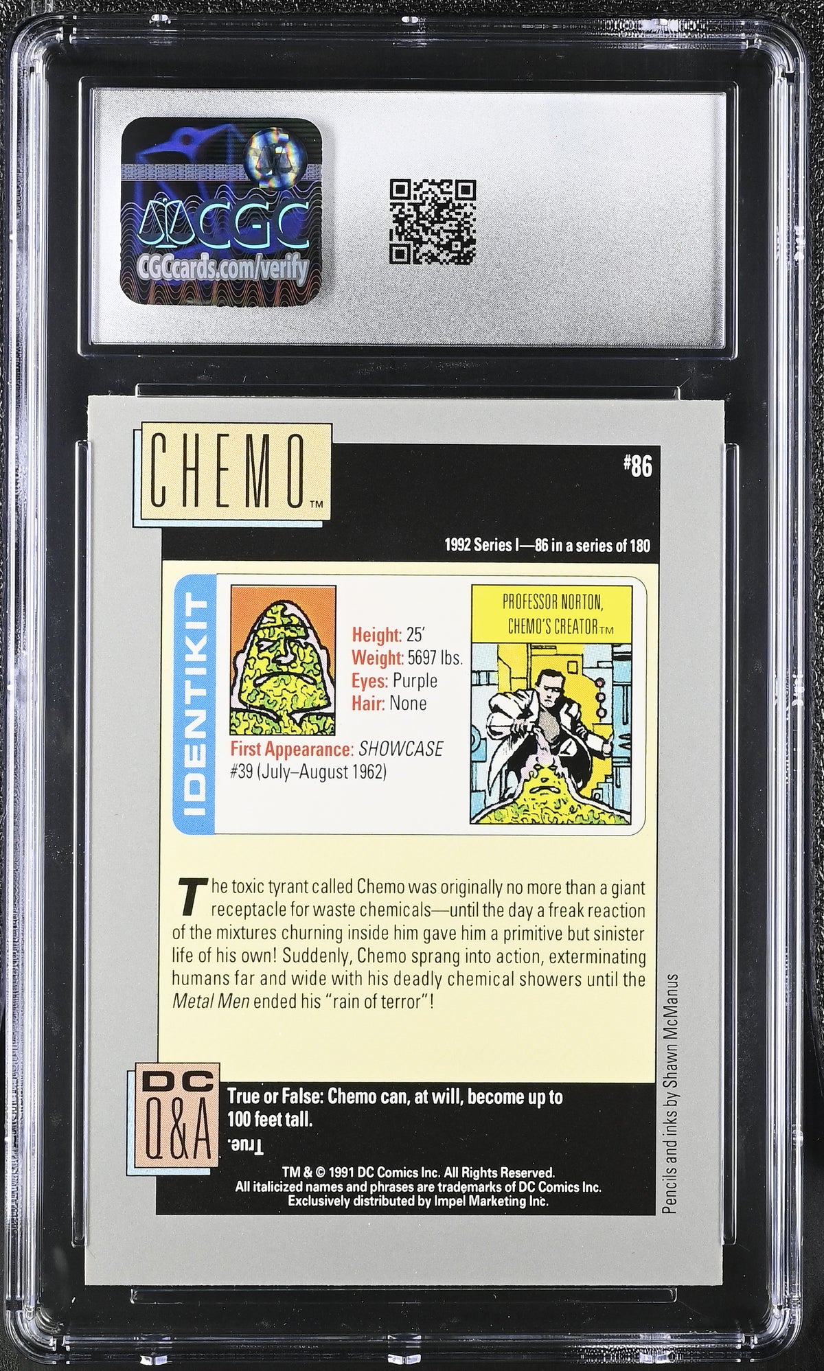 1992 Impel DC Cosmic Cards Professor Norton, Chemo's Creator #86 CGC 9.5