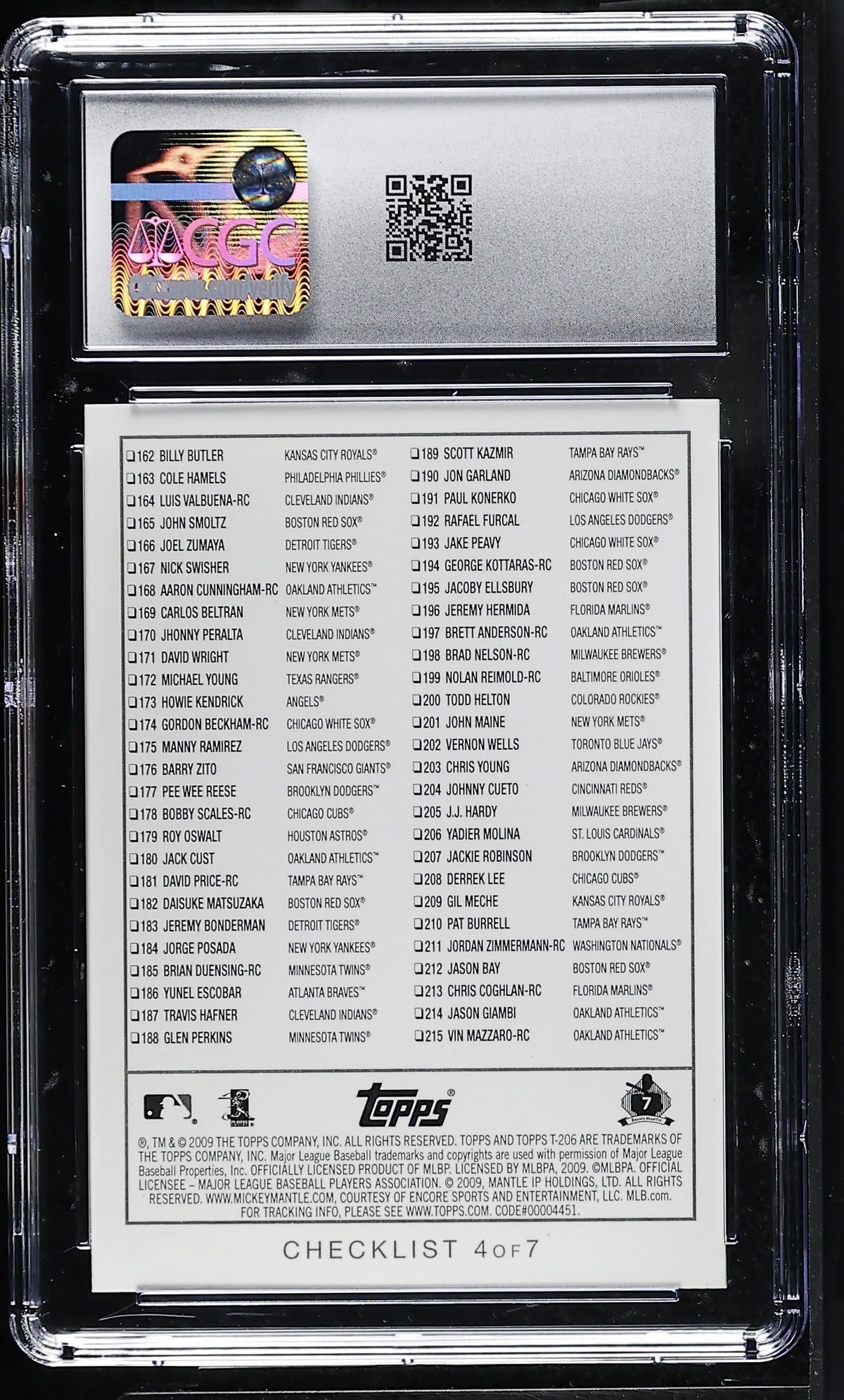 2009 Topps 206 Mickey Mantle Checklists #4 CGC 9.5 New York Yankees