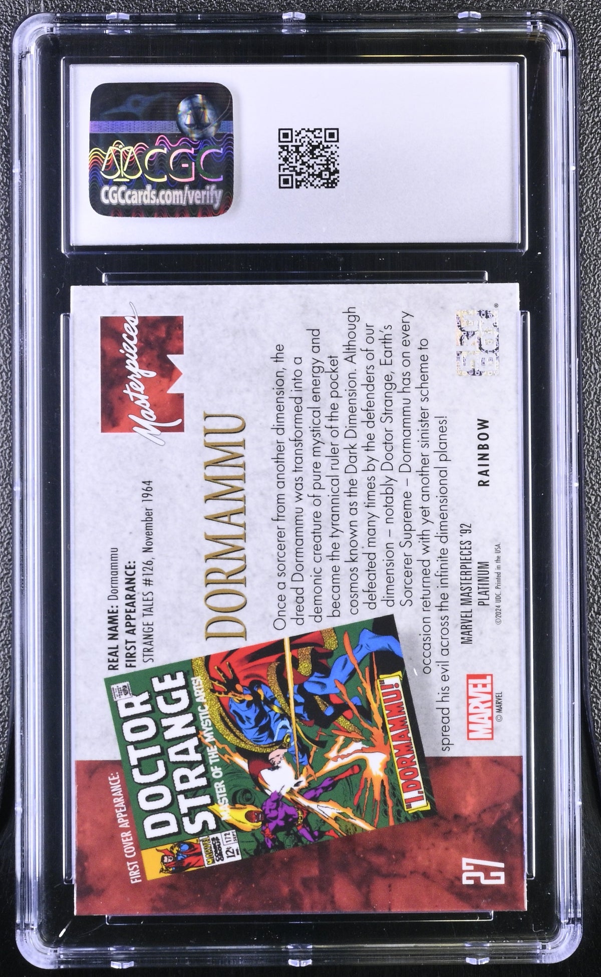 2024 Upper Deck Marvel Masterpieces '92 Dormammu #27 Rainbow CGC 9.5
