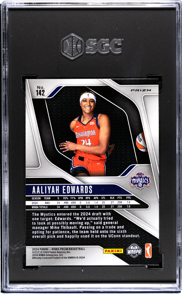 2024 Panini Prizm Wnba Aaliyah Edwards Ice #142 SGC 9.5