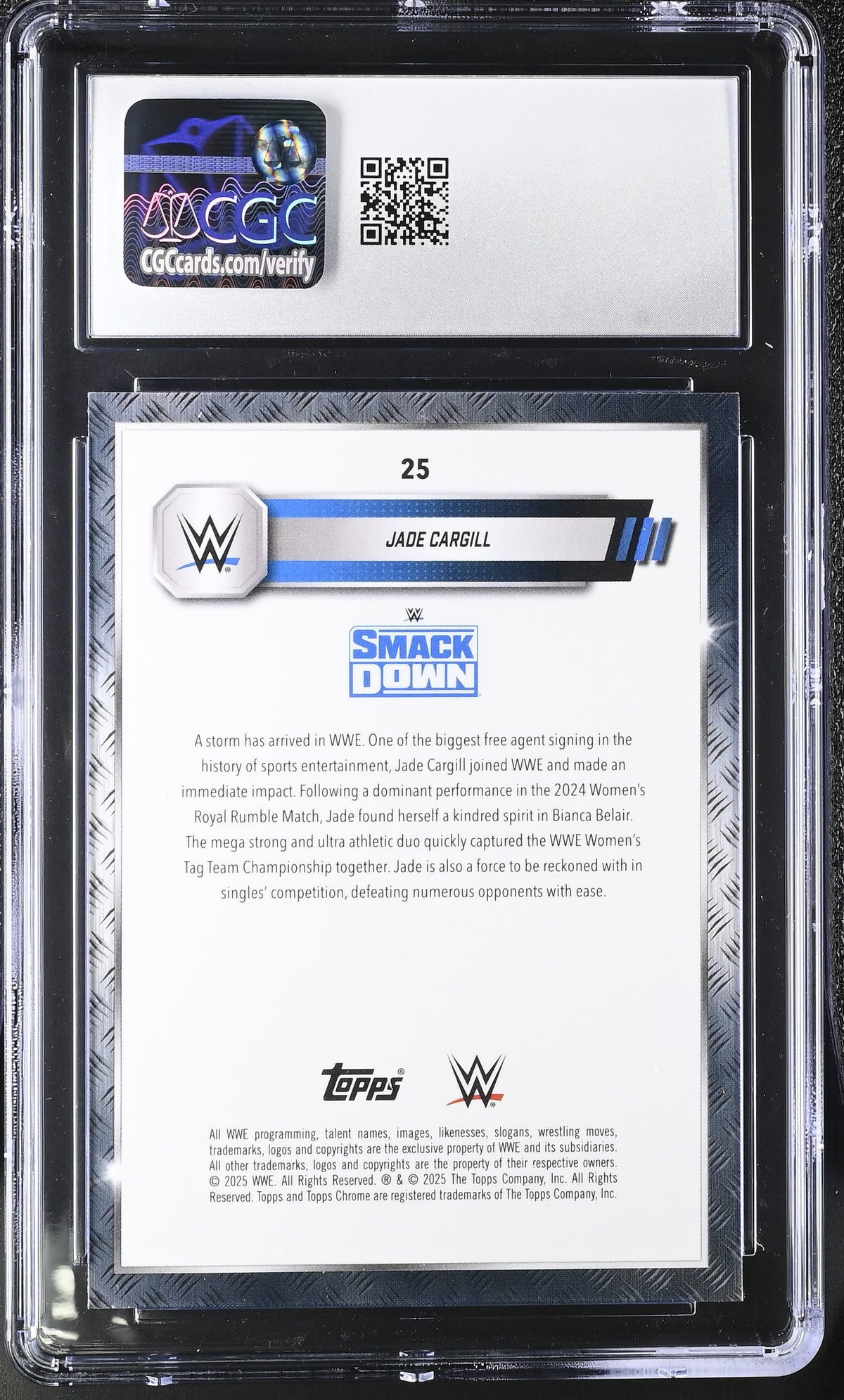 2025 Topps Sapphire WWE Jade Cargill Green /75 #25 CGC 10
