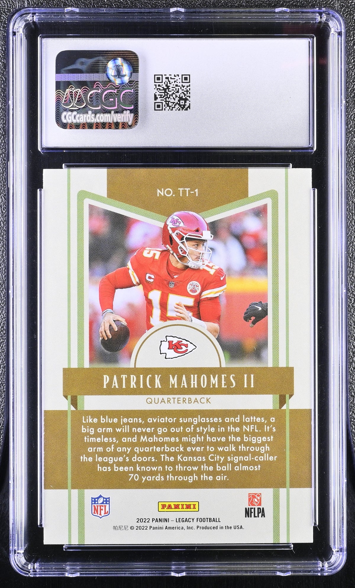 2022 Panini Legacy Patrick Mahomes II Timeless Talents #TT-1 CGC 10 Chiefs