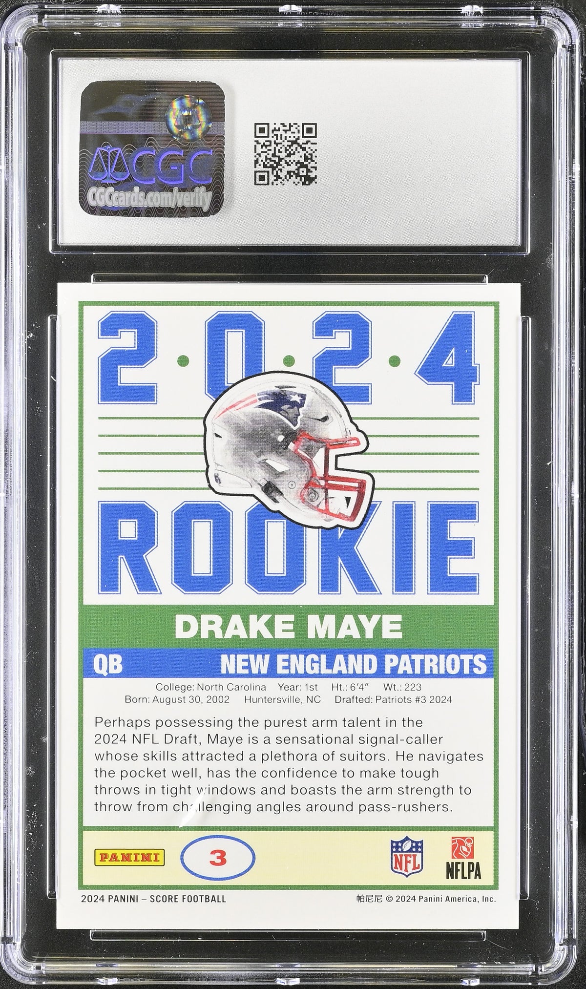 2024 Score Drake Maye Rookie 35th Anniversary Rookies #3 CGC 10 Patriots