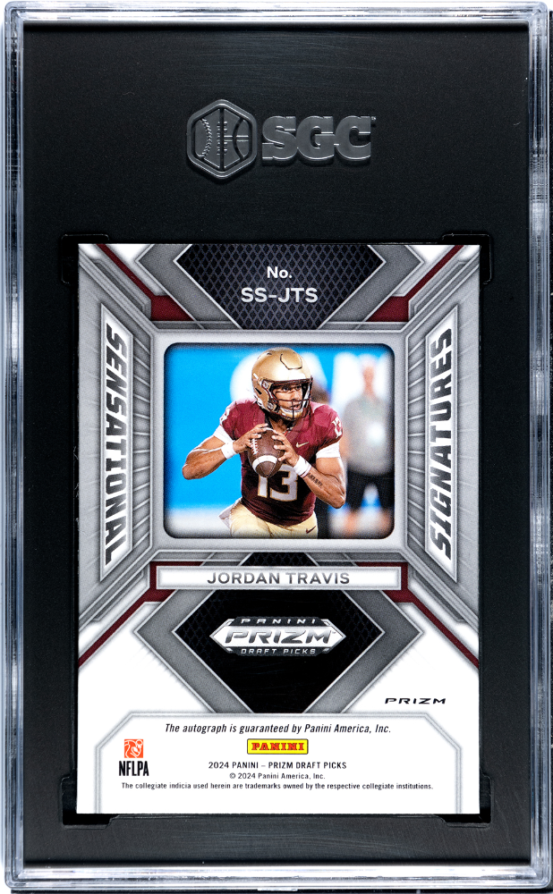 2024 Panini Prizm Draft Picks Jordan Travis Sensational Sigs. #SS-JTS SGC 10