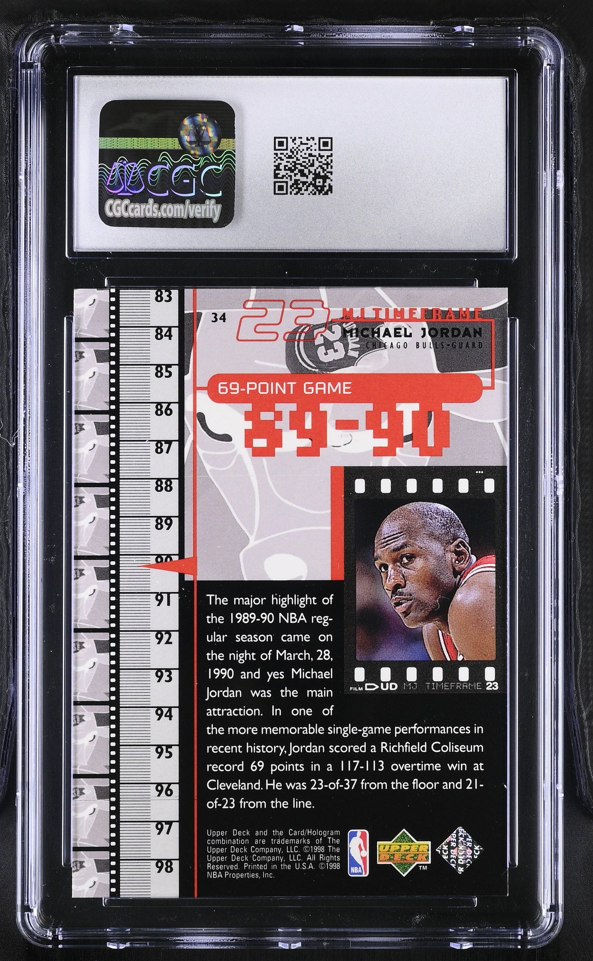 1998 Upper Deck MJ Living Legend Michael Jordan #34 CGC 9.5 Chicago Bulls
