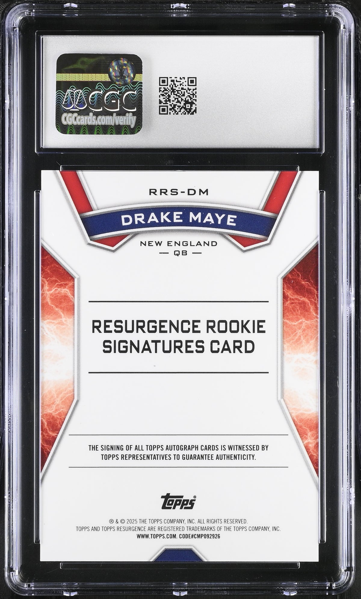 2024 Topps Resurgence Drake Maye Rookie Signatures #RRS-DM CGC 10 Patriots