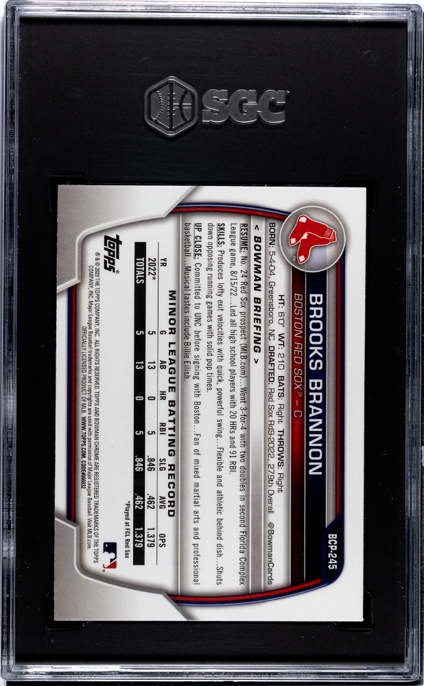 2023 Bowman Chrome Mega Box Brooks Brannon Prospect #BCP-245 SGC 8