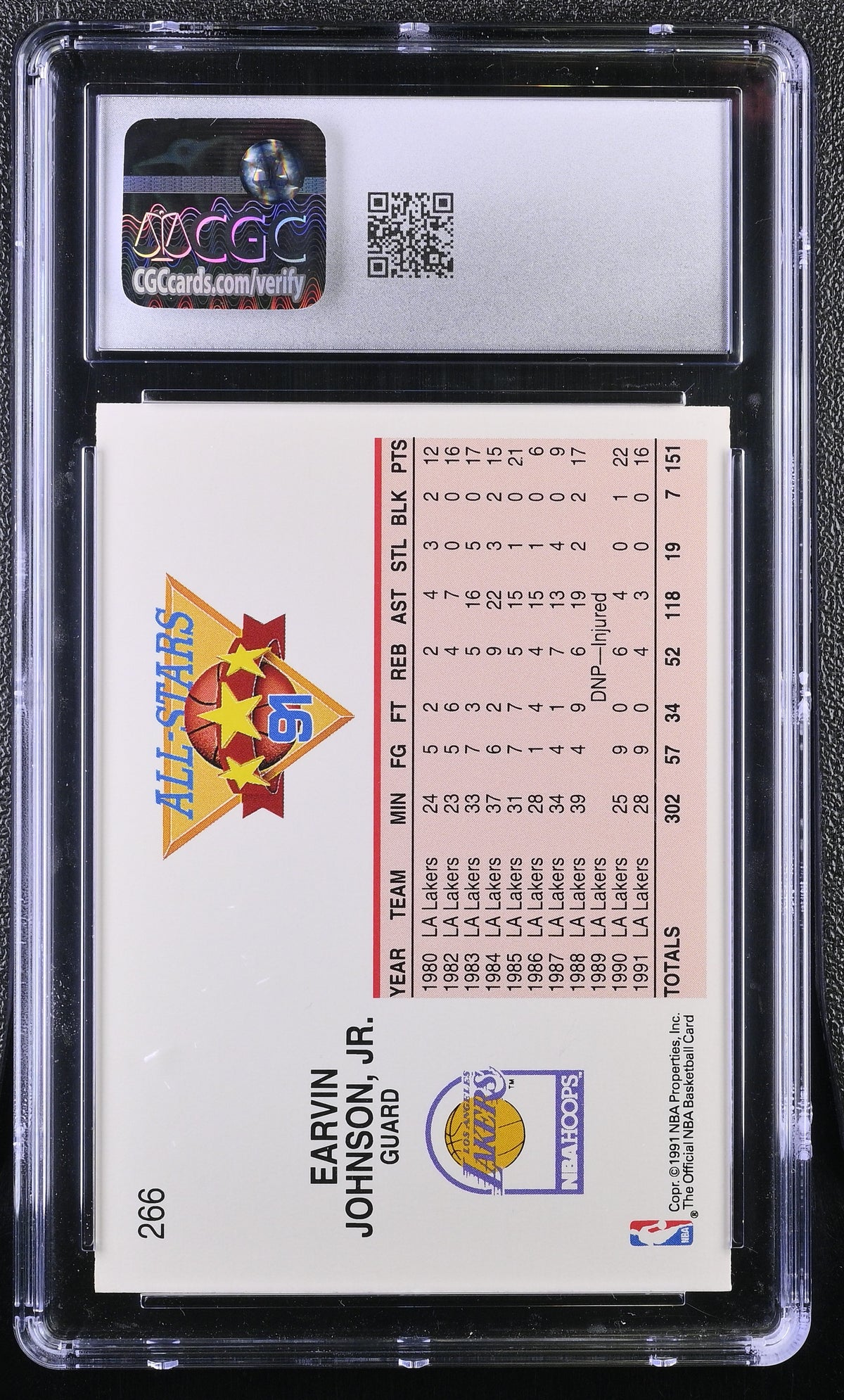 1991-92 Hoops Magic Johnson All-Star #266 CGC 9.5 Los Angeles Lakers
