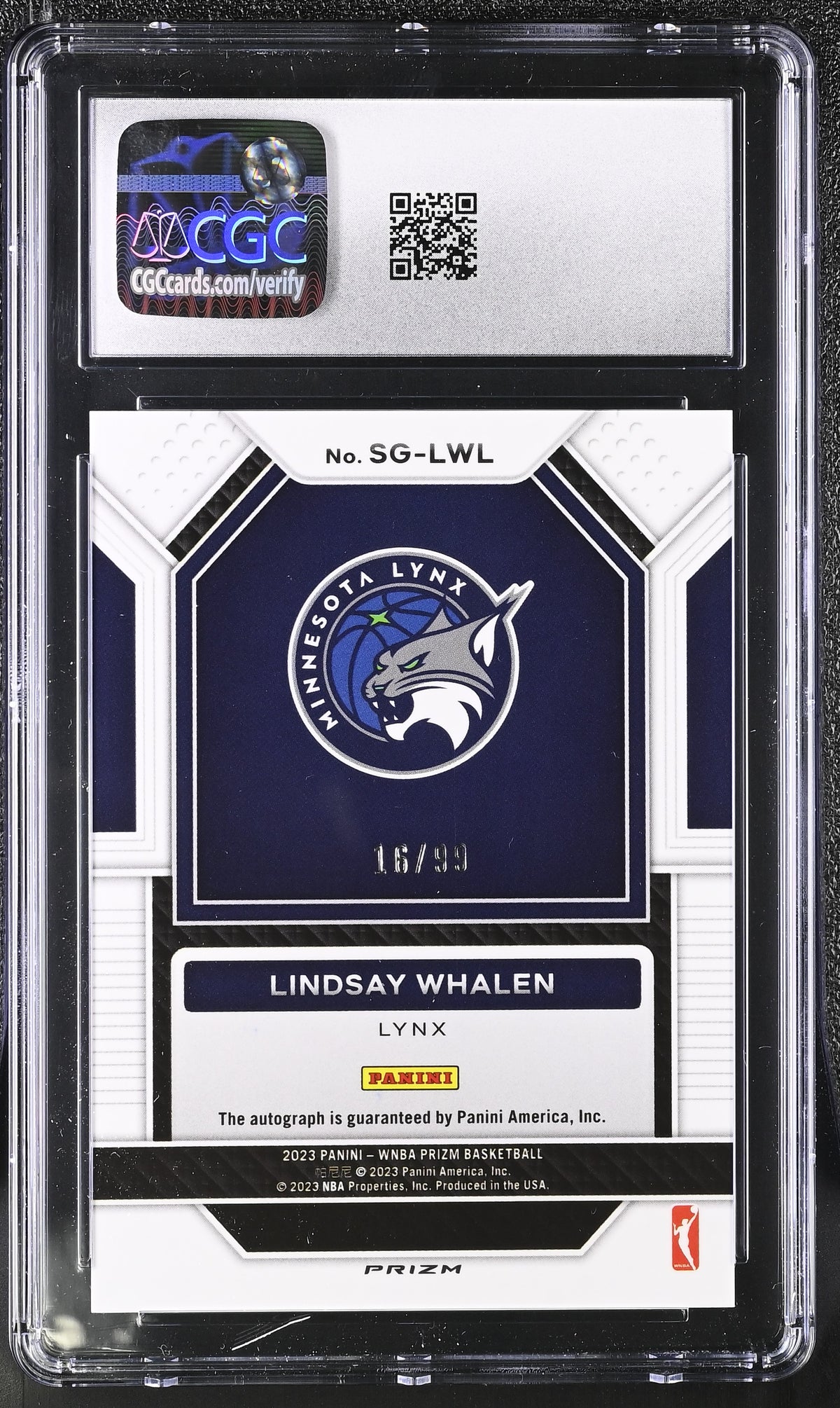 2023 Panini Prizm WNBA Lindsay Whalen Red /99 Signatures #SG-LWL CGC 10 Lynx