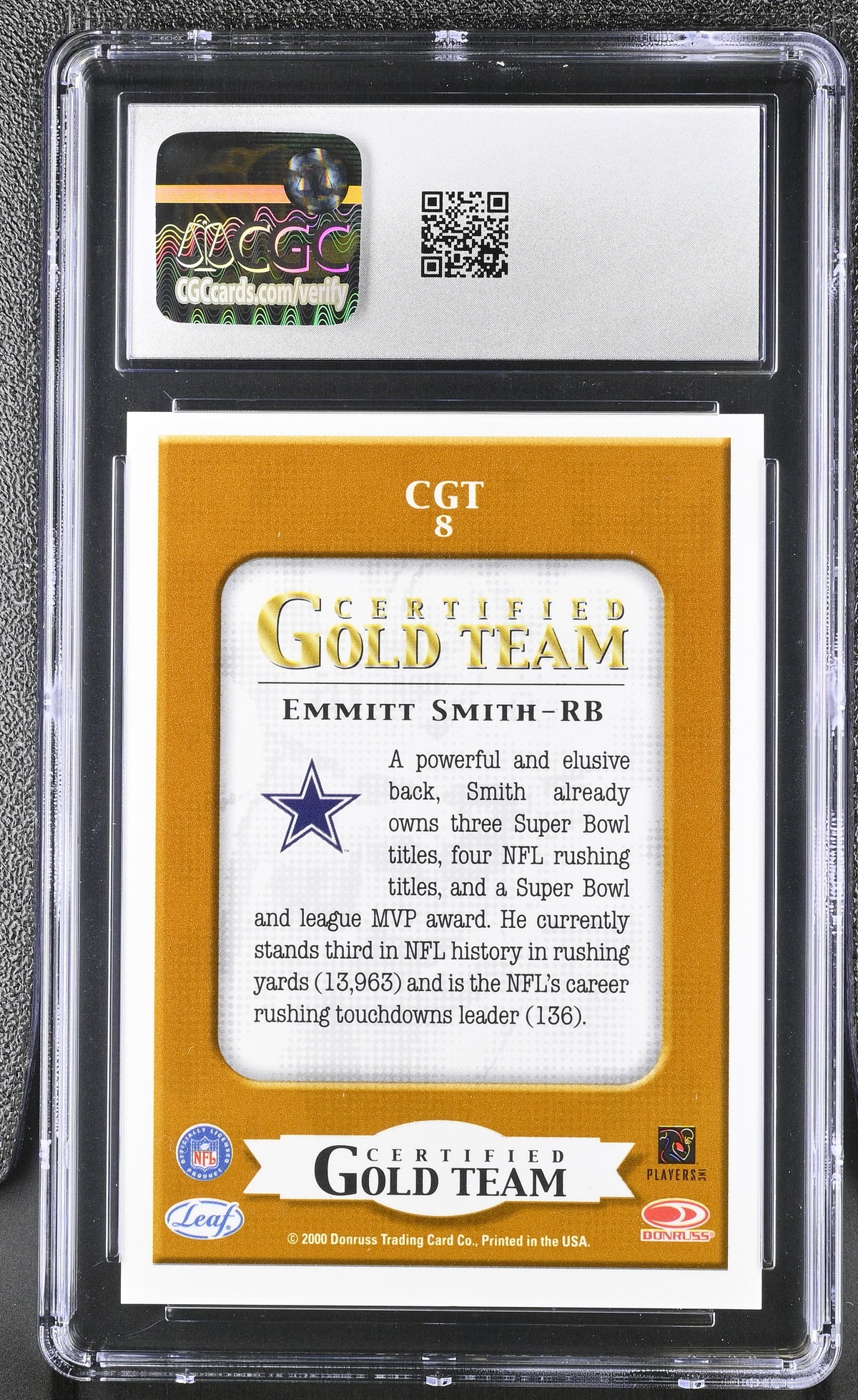 2000 Leaf Certified Emmitt Smith Gold Team #CGT8 CGC 9 Dallas Cowboys