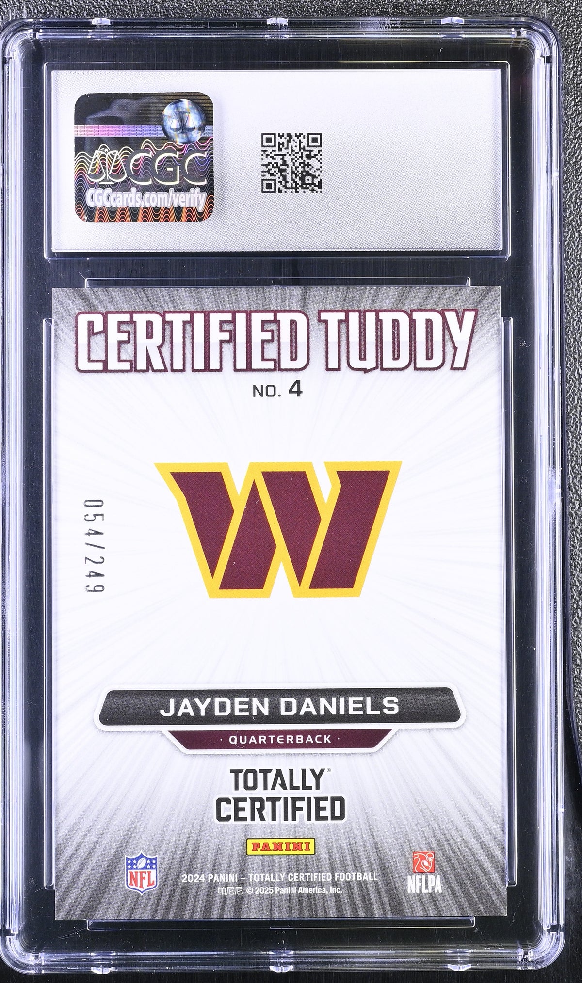 2024 Totally Certified Jayden Daniels Red /249 Rookie Tuddy CGC 9.5 Commanders
