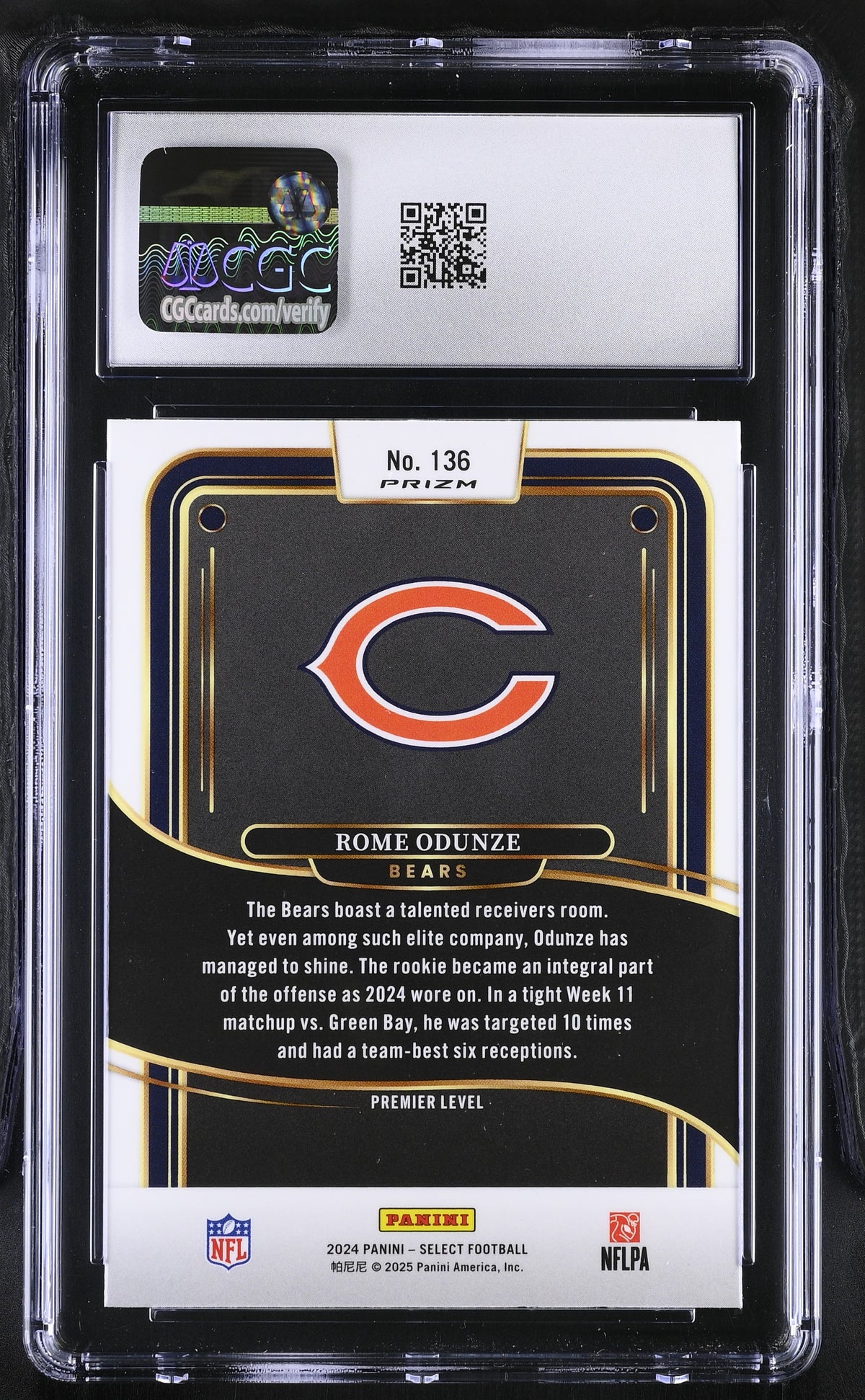2024 Panini Select Rome Odunze Red & Yellow Shock Rookie #136 CGC 9 Bears