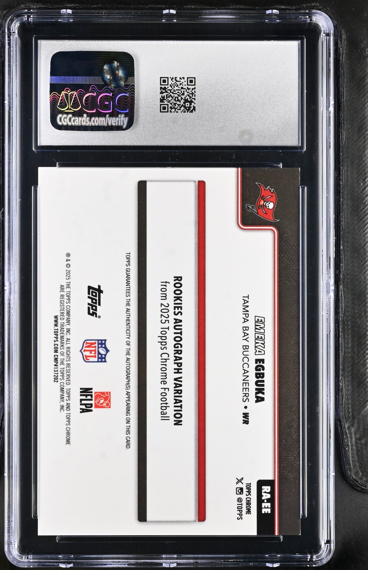 2025 Topps Chrome Emeka Egbuka Pink /250 Rookie Auto #RA-EE CGC 9 Buccaneers
