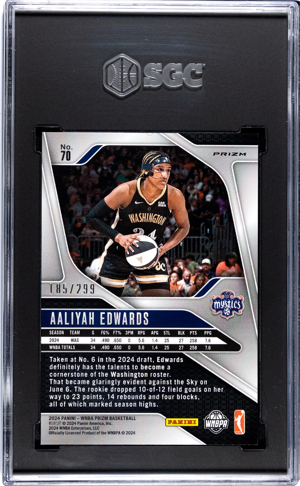 2024 Panini Prizm Wnba Aaliyah Edwards Red 299 #70 SGC 9.5
