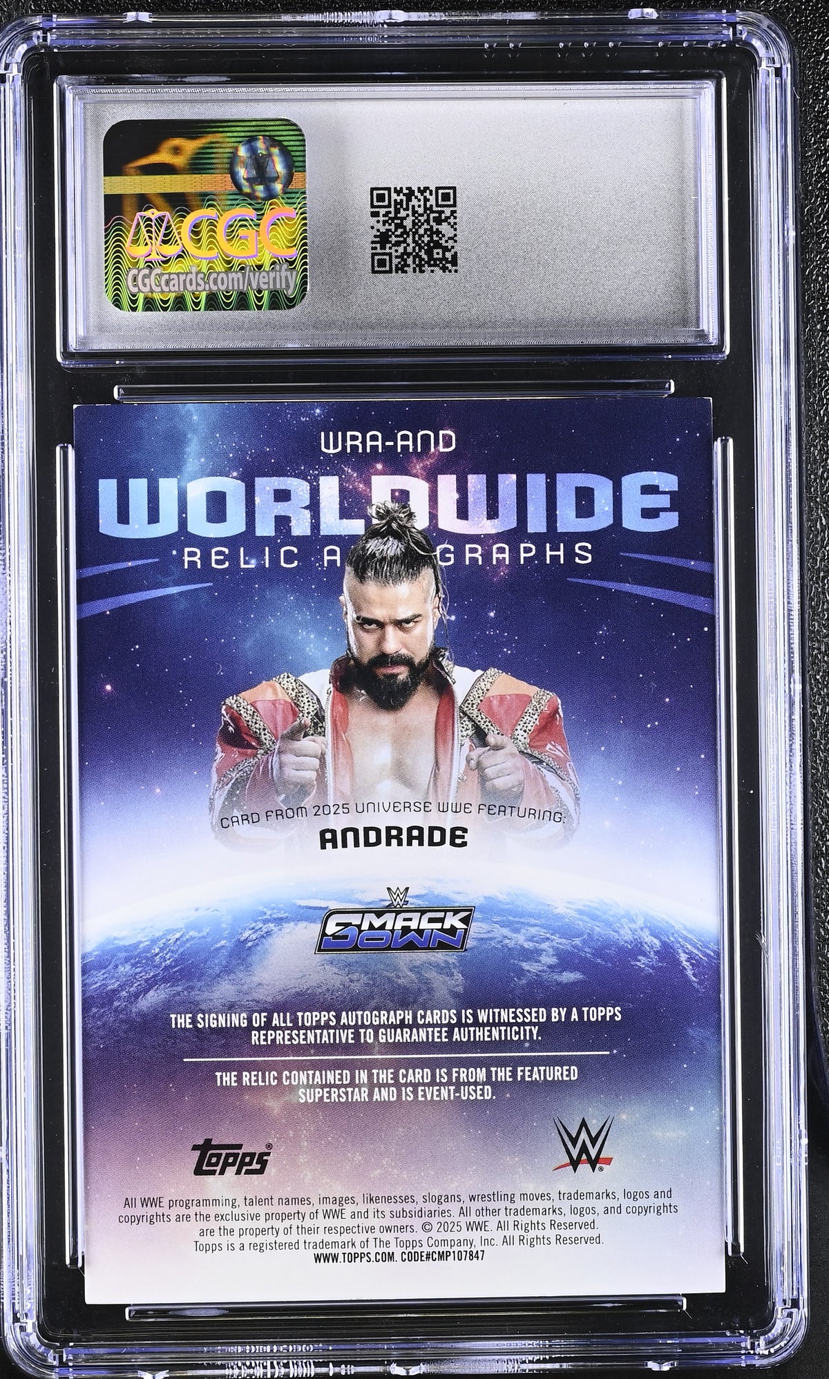 2025 Topps Universe WWE Andrade Red Magma /10 Relic Auto #WRA-AND CGC 9